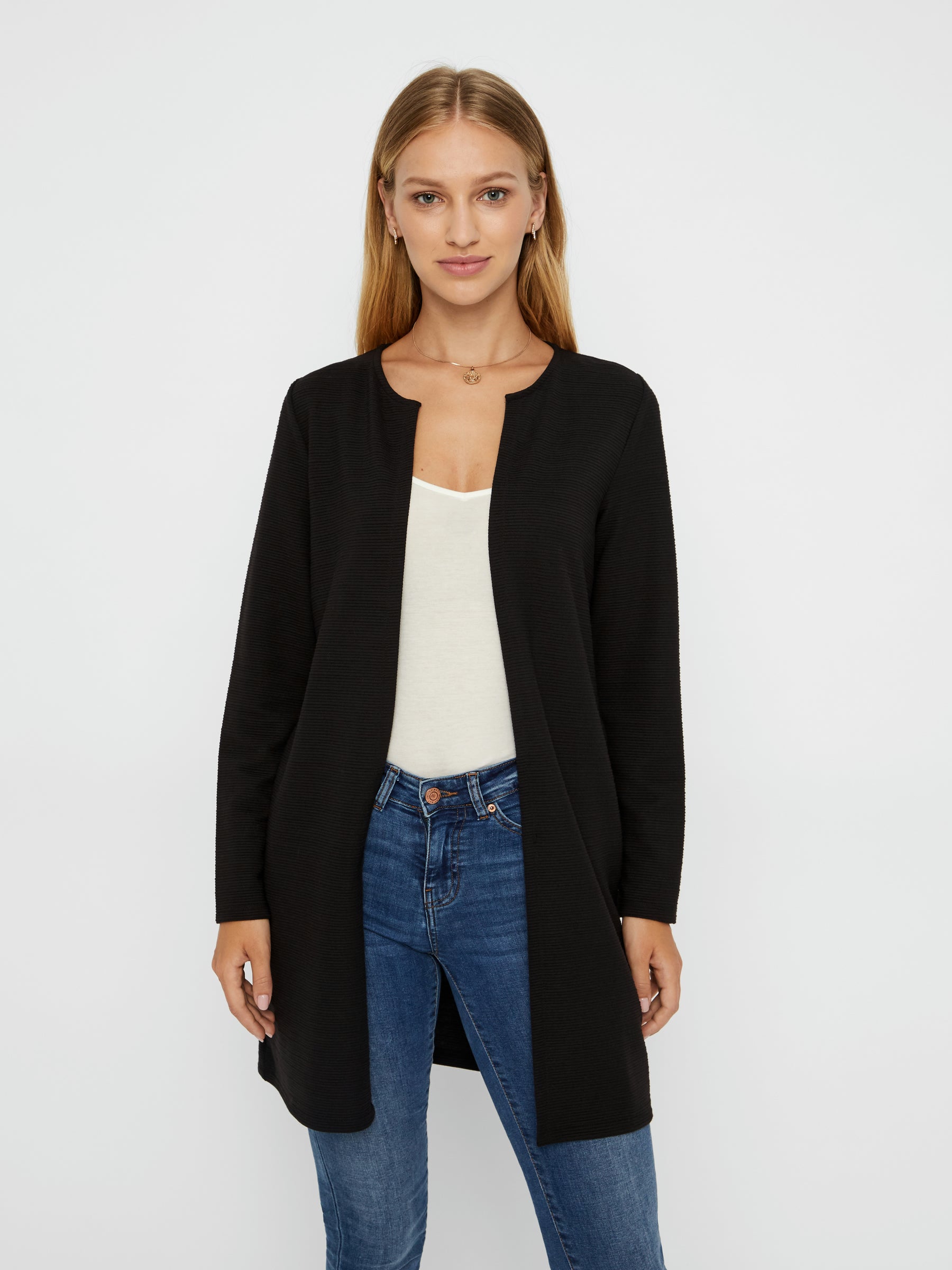 Noisy May gilet long col rond doux 85 cm