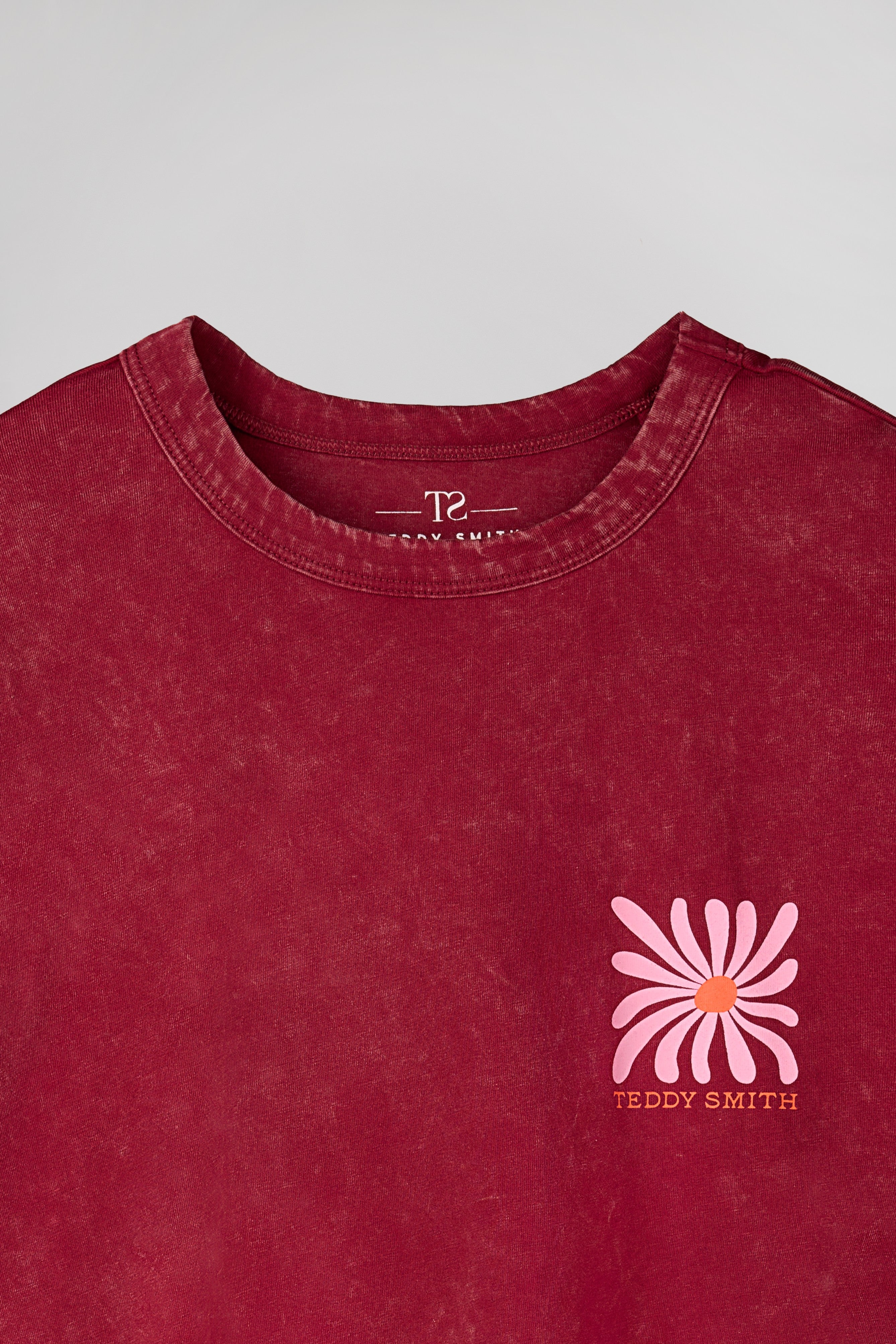 Teddy Smith T-Florali MC t-shirt oversize grenat femme