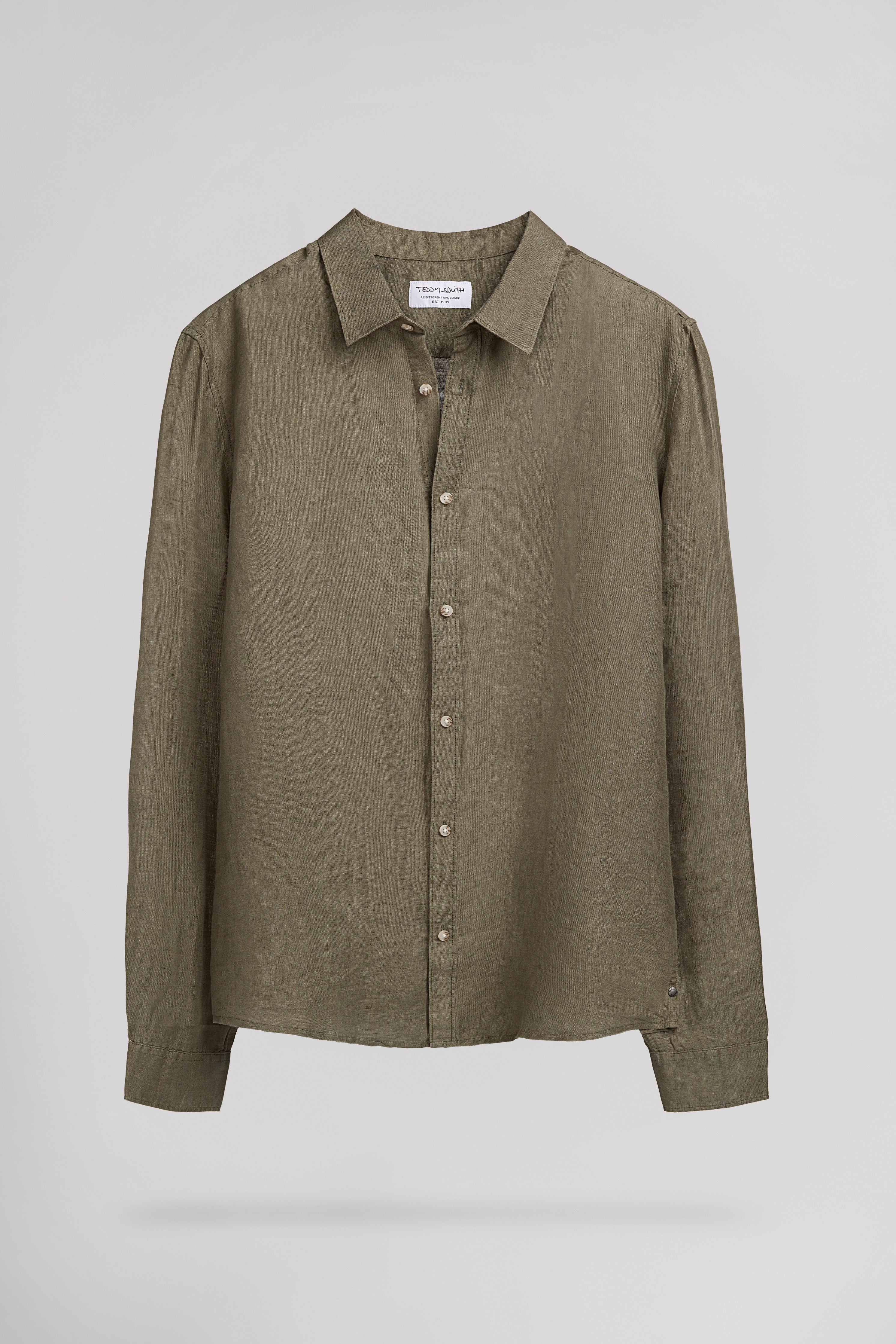 Teddy Smith C-Linen ML chemise lin kaki droite homme