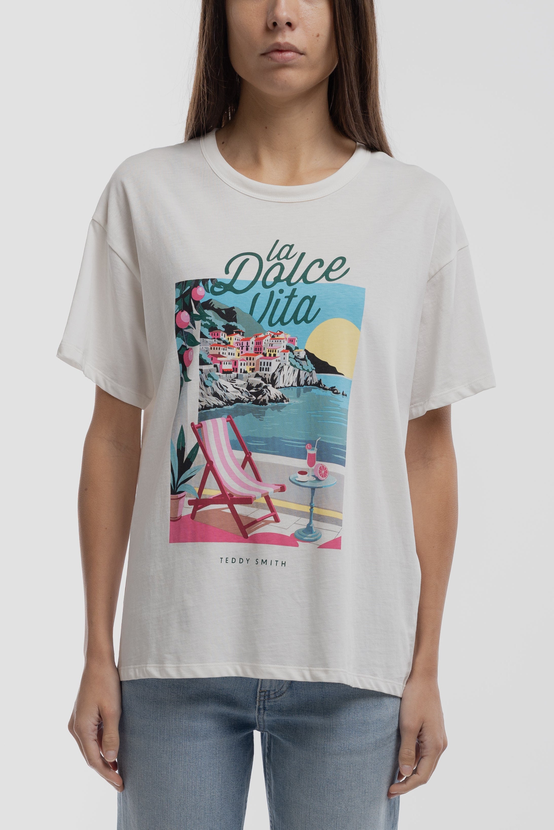 Teddy Smith T-Positano t-shirt femme blanc oversize
