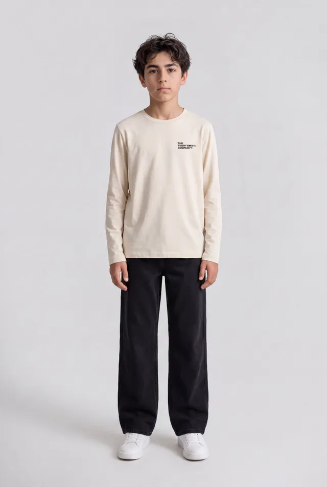 Teddy Smith T-Company ML JR t-shirt cream garcon manches longues