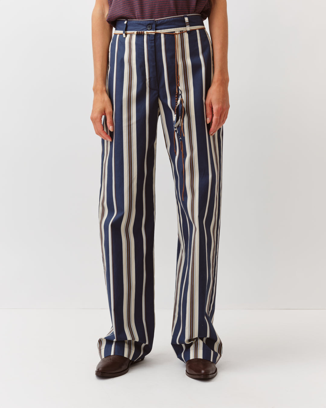DIEGA PIMAO pantalon large marine écru prune