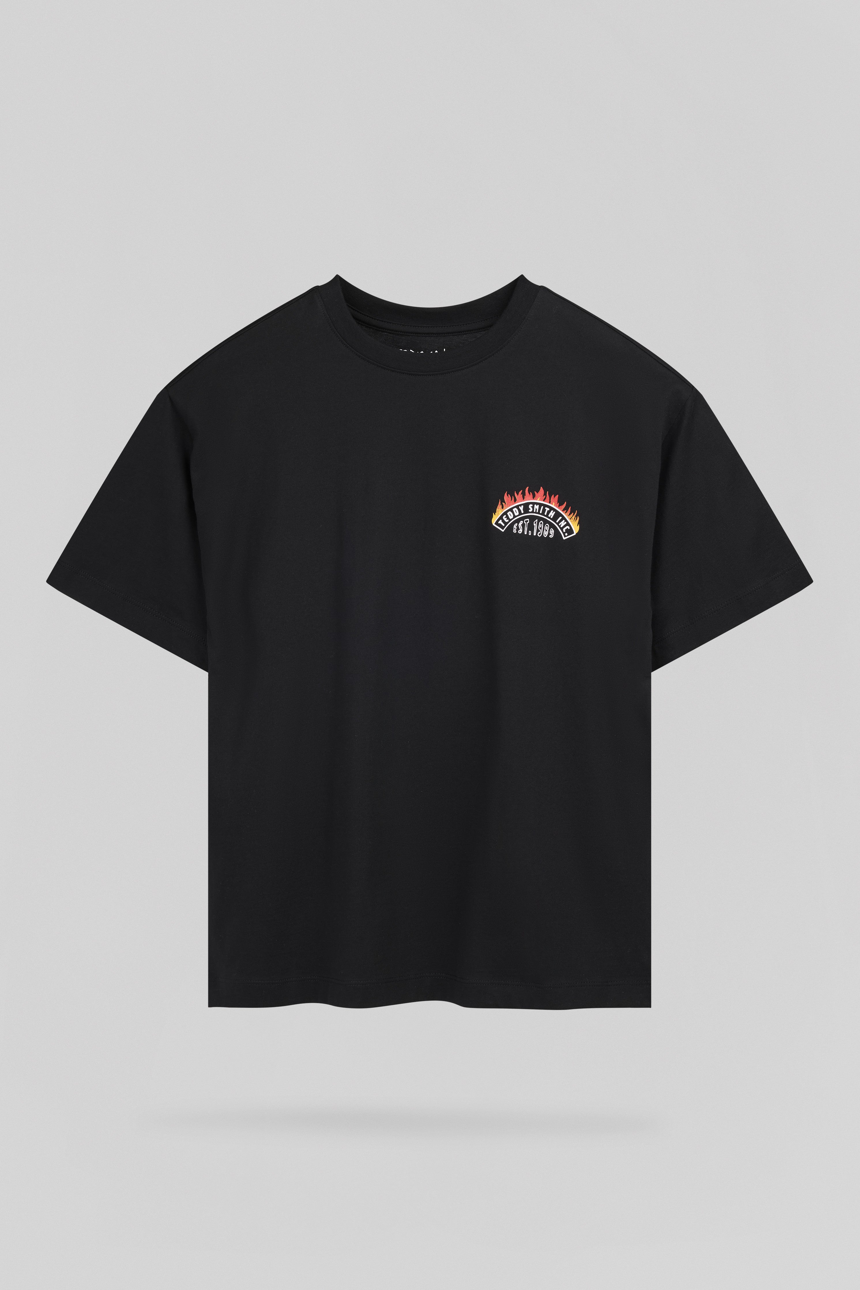 Teddy Smith T-FEU MC JR t-shirt garçon noir imprimé