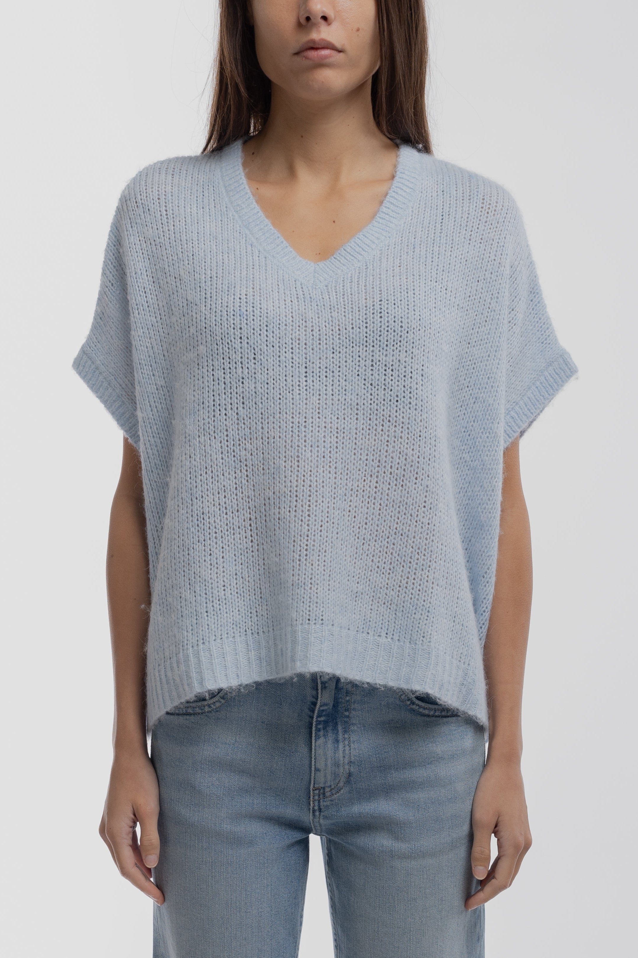 Teddy Smith P-Mochi pull bleu pastel col V oversize