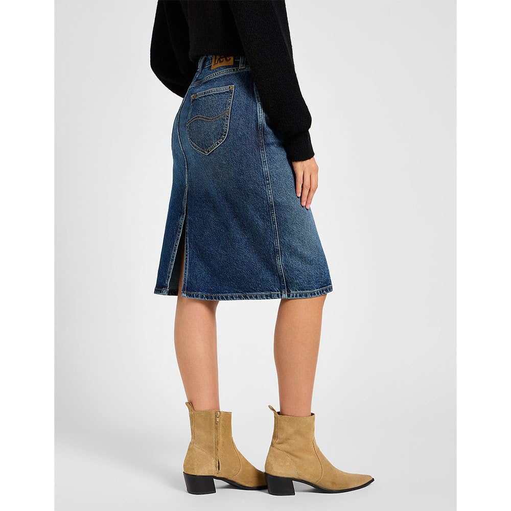 Lee Midi jupe jean femme Dark Glamour 31W taille haute