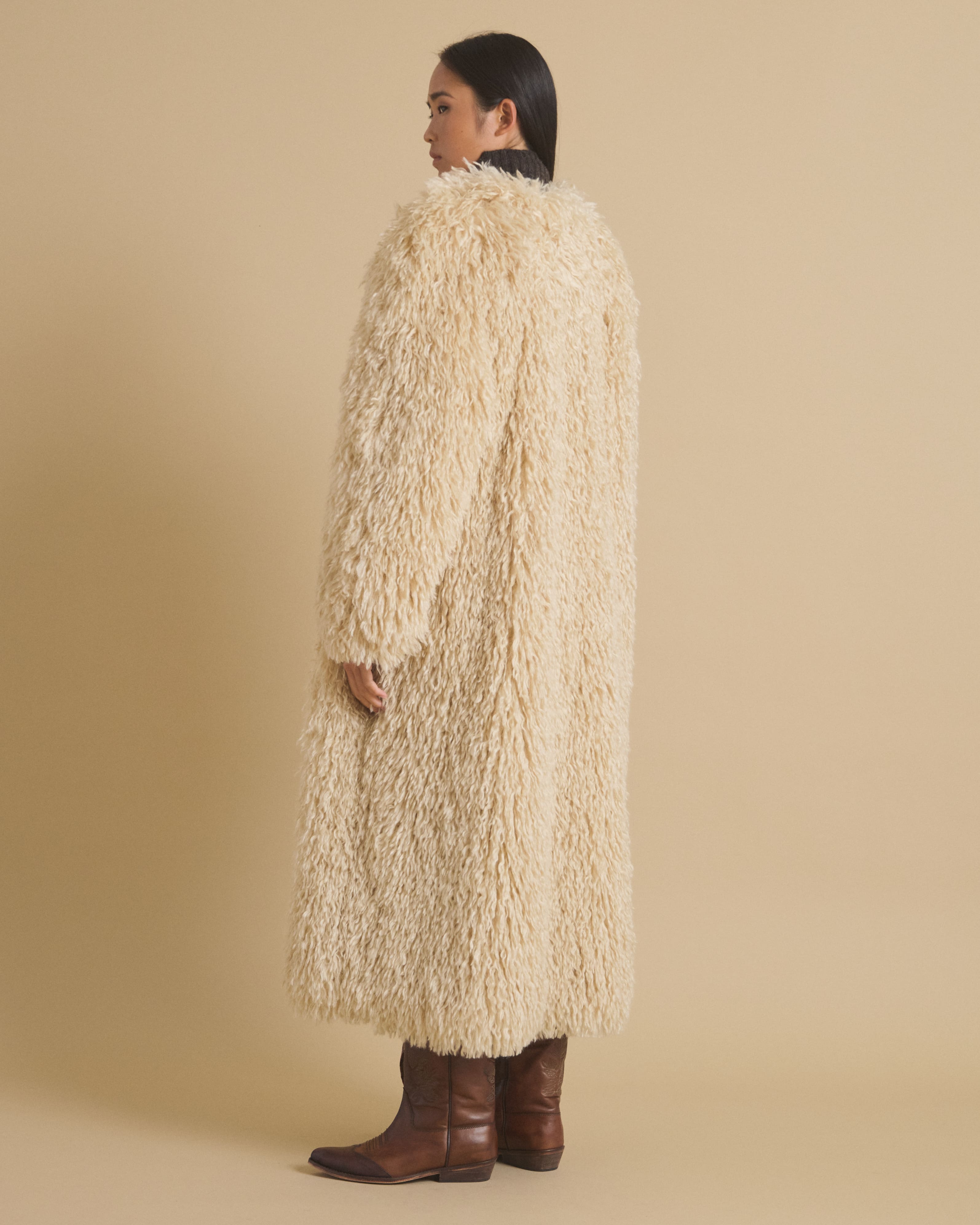 DIEGA MALIO manteau fausse fourrure écru
