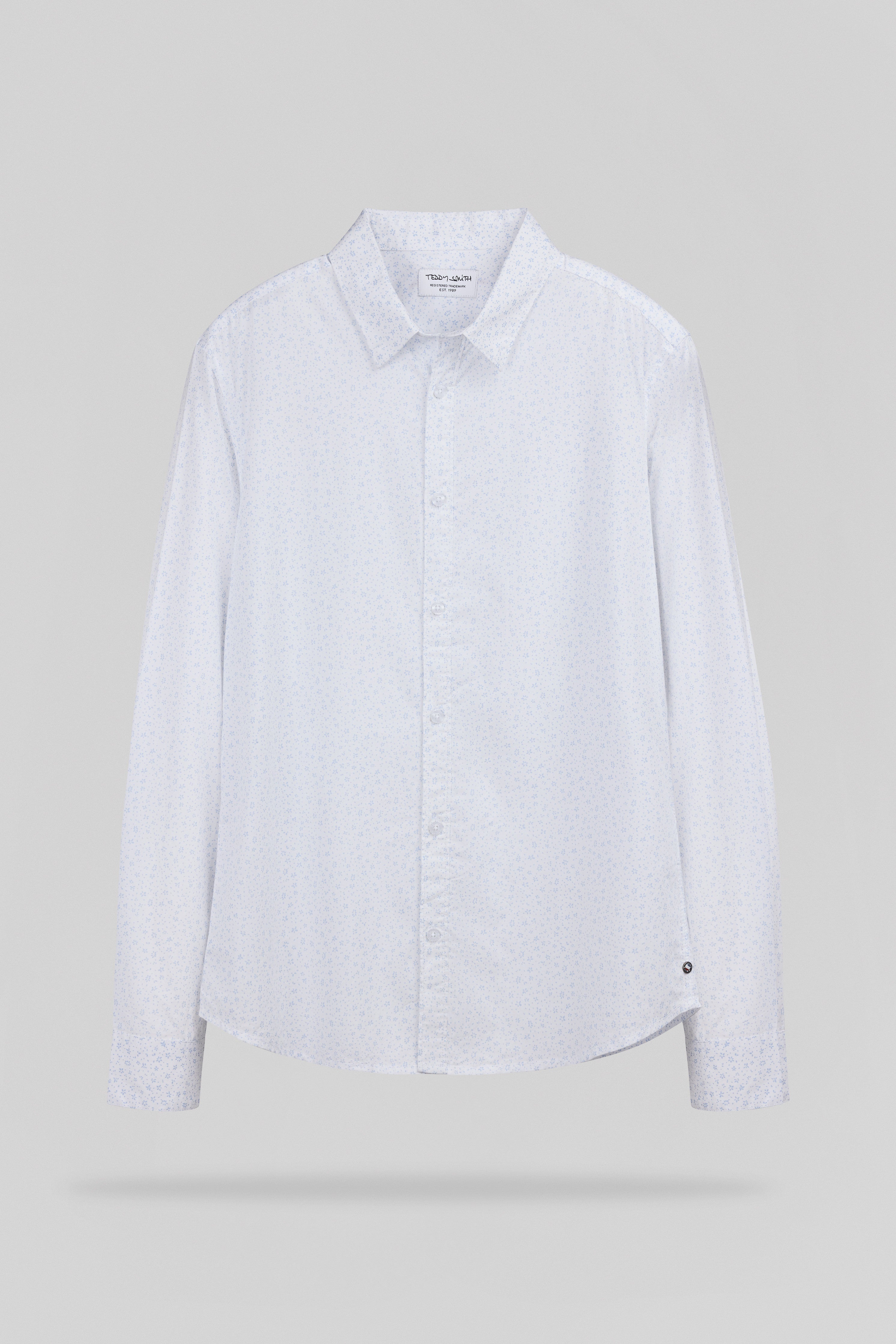 Teddy Smith Carton ML Chemise homme cintrée blanc imprimé