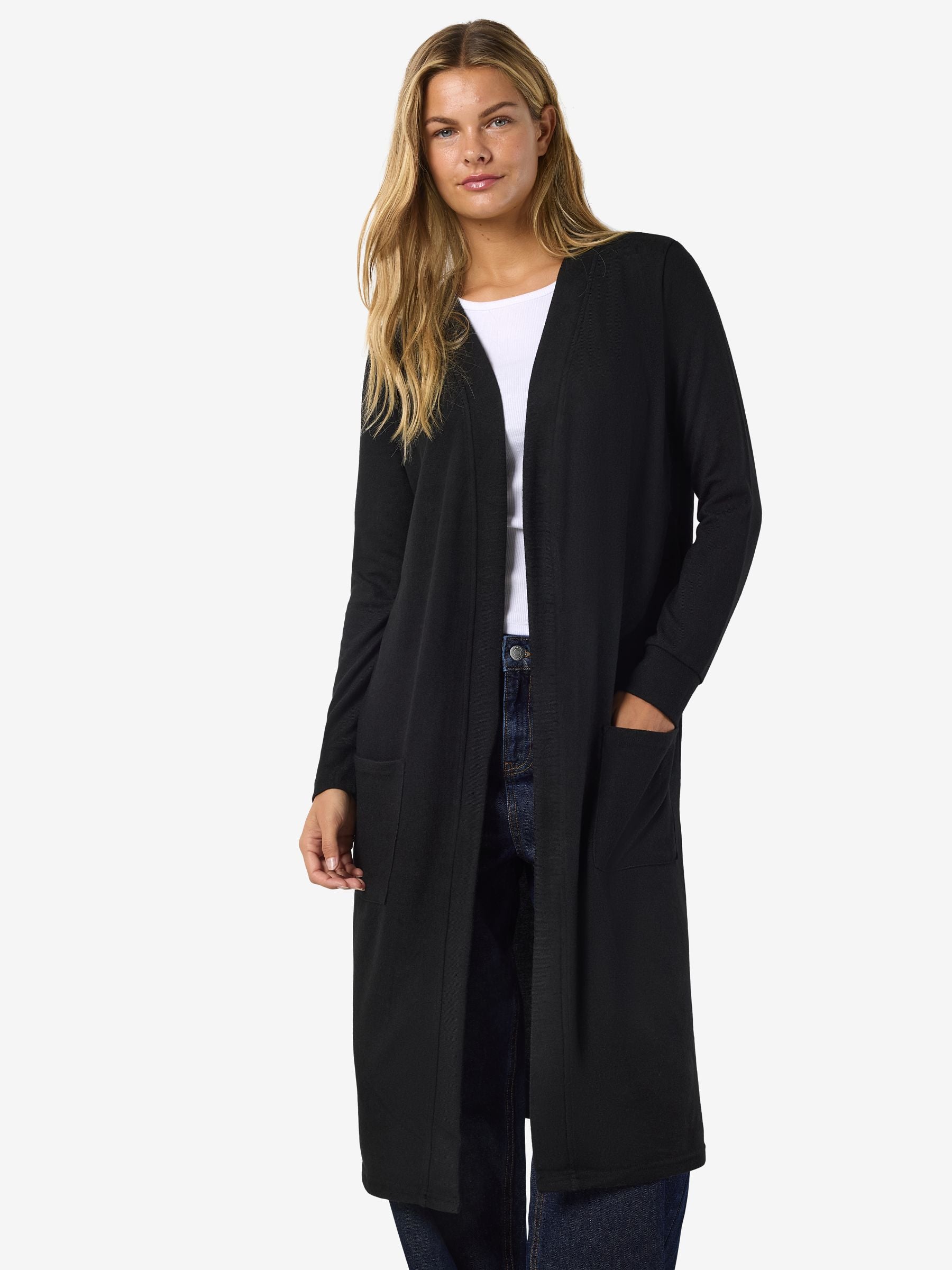 Noisy May gilet long ouvert manches longues poches