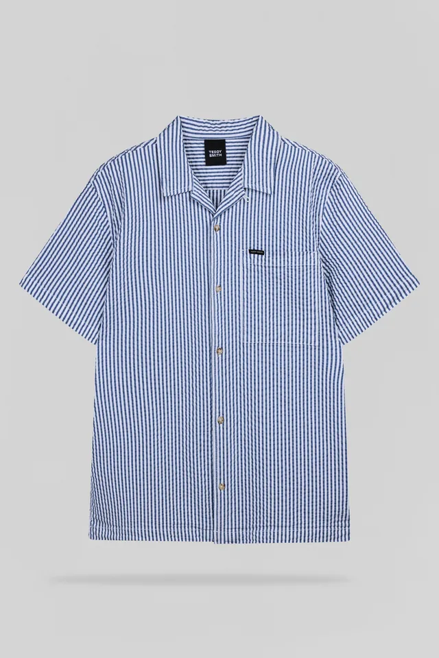 Teddy Smith C-Tiamo MC chemise homme Faded Indigo gaufrée