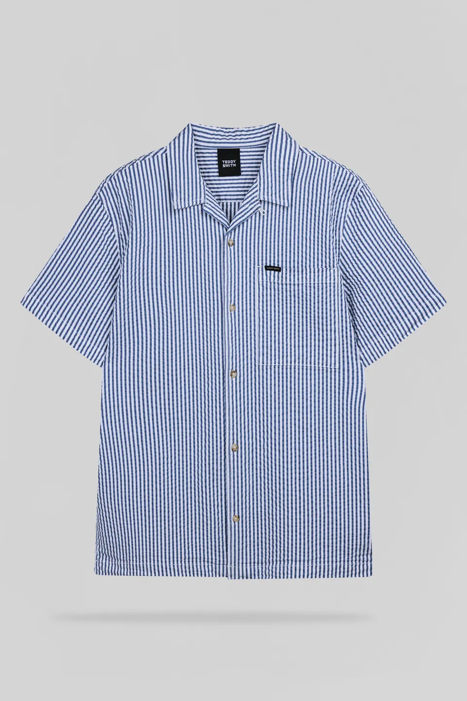 Teddy Smith C-Tiamo MC chemise homme Faded Indigo gaufrée