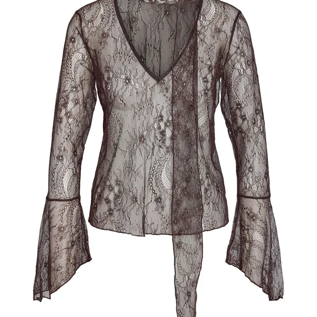 Noisy May blouse dentelle foulard manches larges transparent