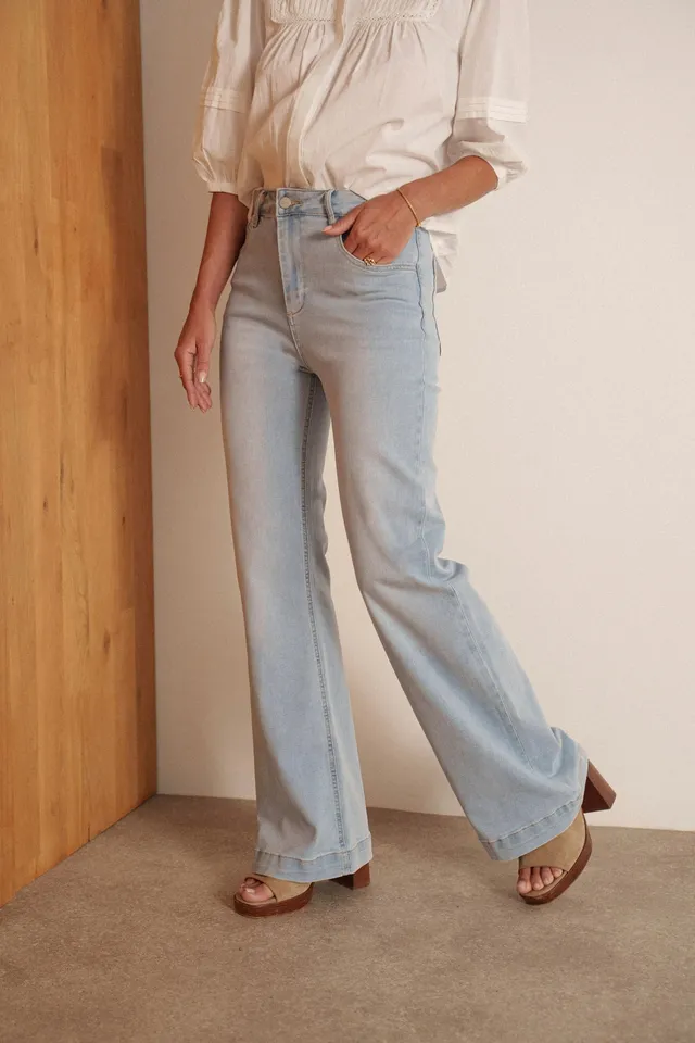 Maison Onado Ola jean wide flare denim clair