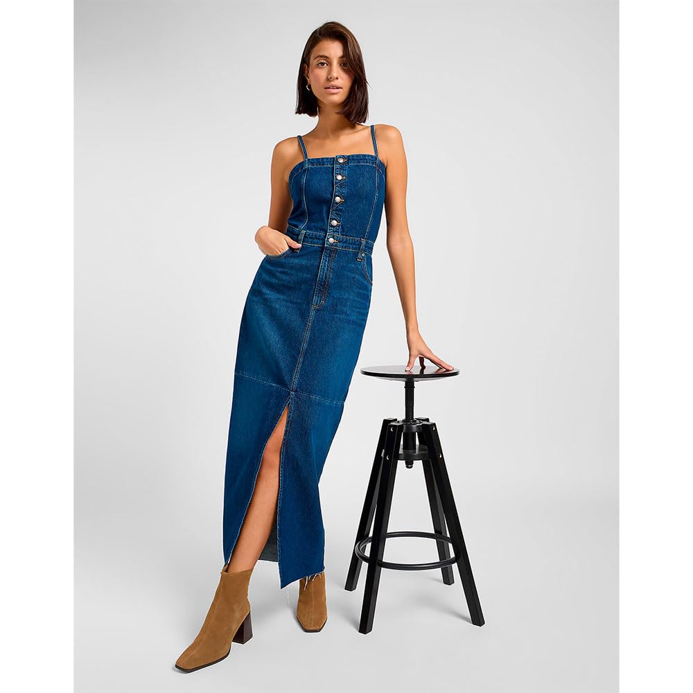 Lee Maxi Denim Dress robe femme Dark Fusion denim