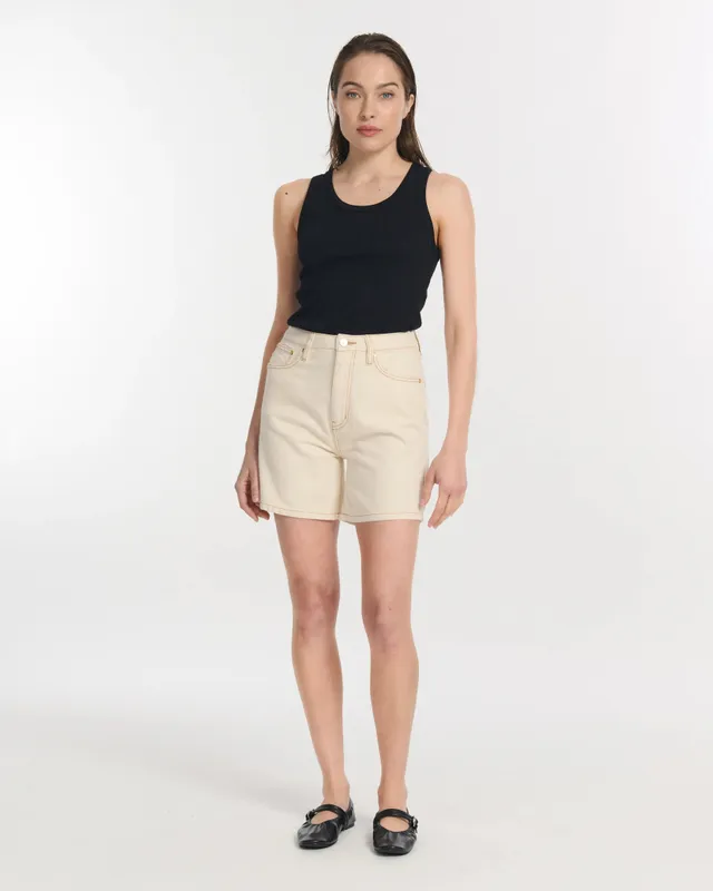 Labdip Isys short en jean écru taille haute coton