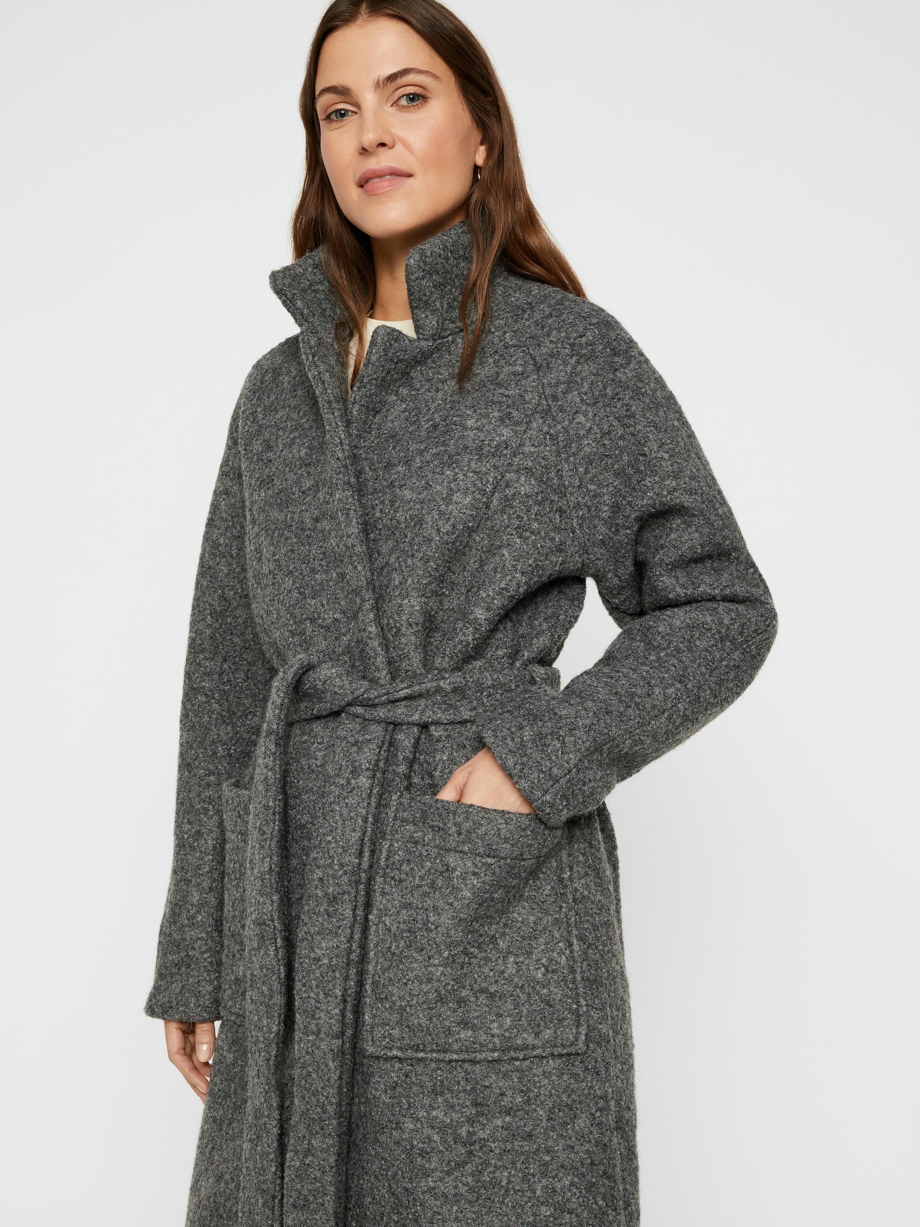 Noisy May manteau long laine ceinture taille lâche