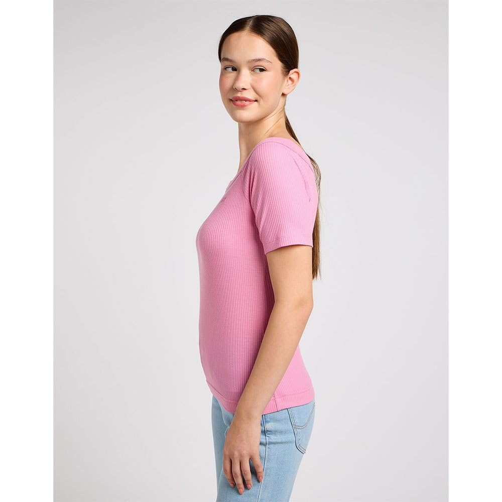 Lee Off Shoulder tee-shirt côtelé écru col bateau
