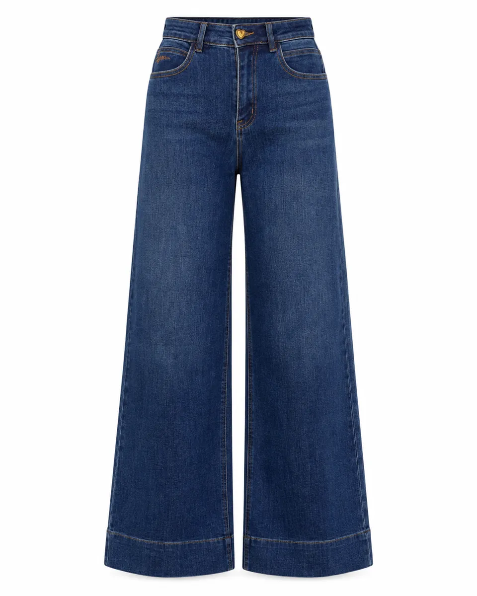 Maison Onado Basile jean wide bleu délavé taille haute