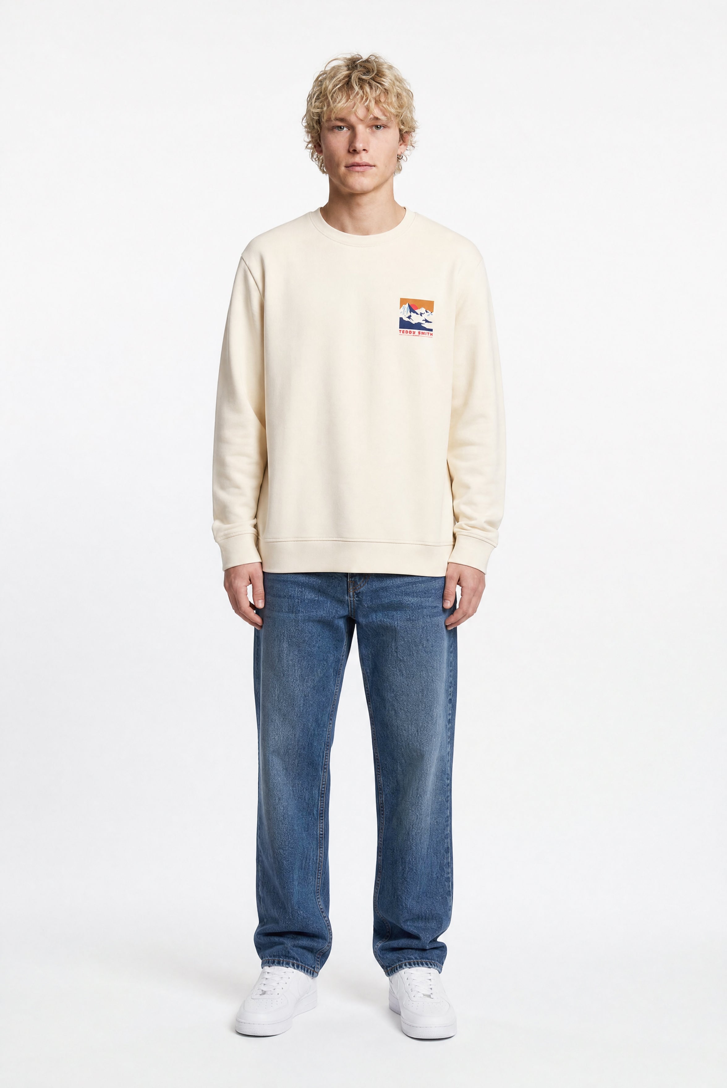 Teddy Smith S-Mountain RC sweat cream molleton homme