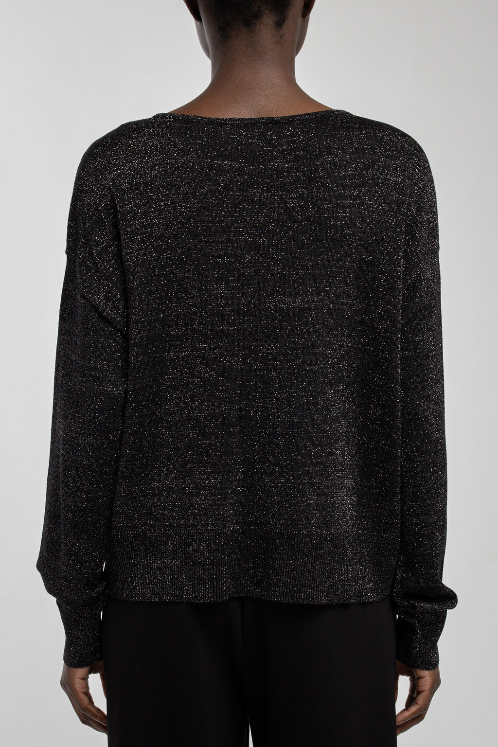 Teddy Smith Lizie pull femme noir lurex col V ample