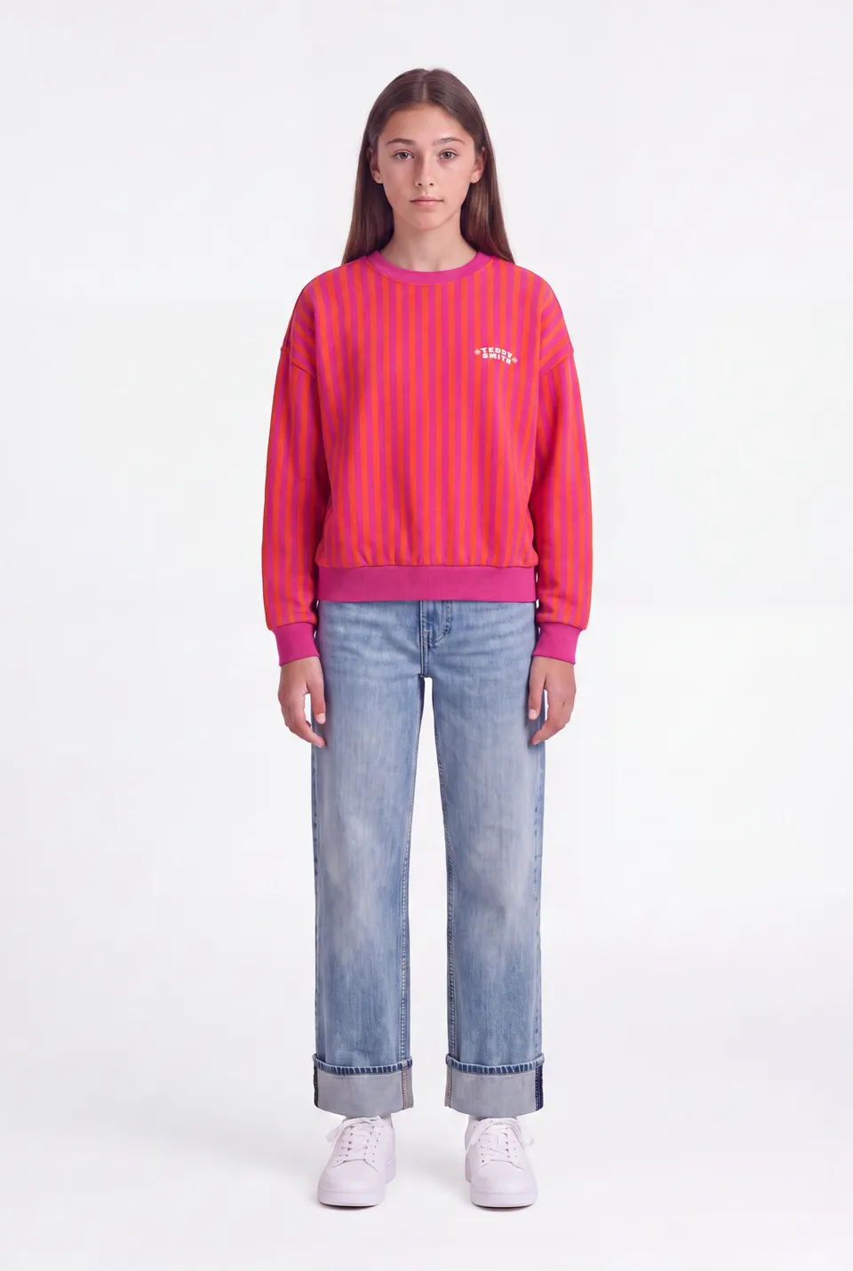 Teddy Smith S-Lili RC Jr sweat fushia rayé fille