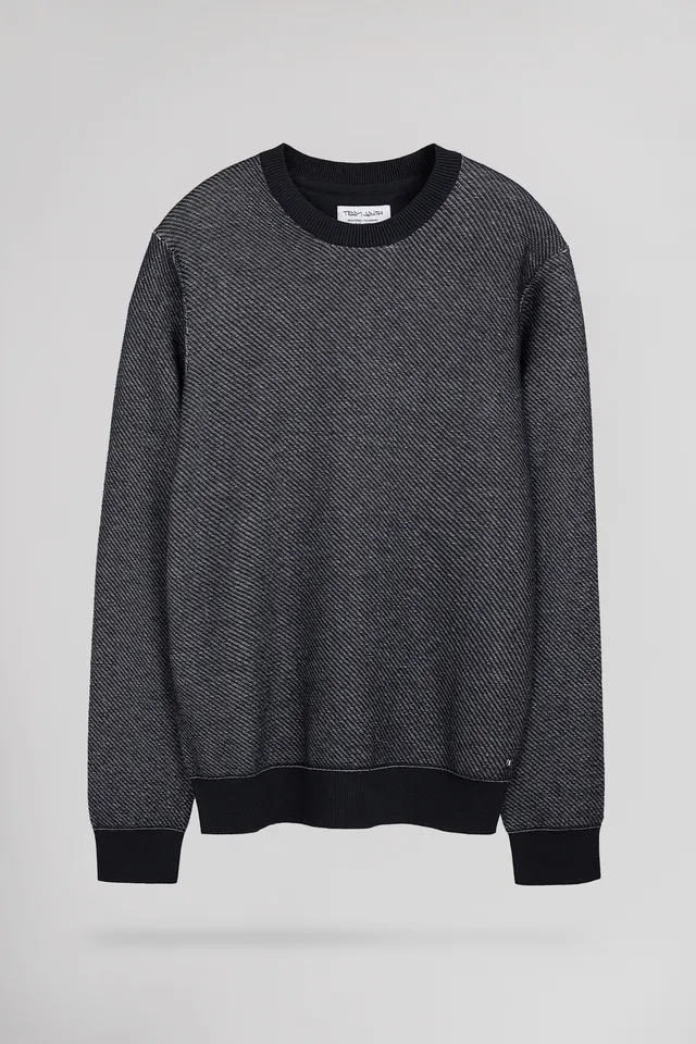 Teddy Smith P-Milan 2 pull col rond bleu marine coton
