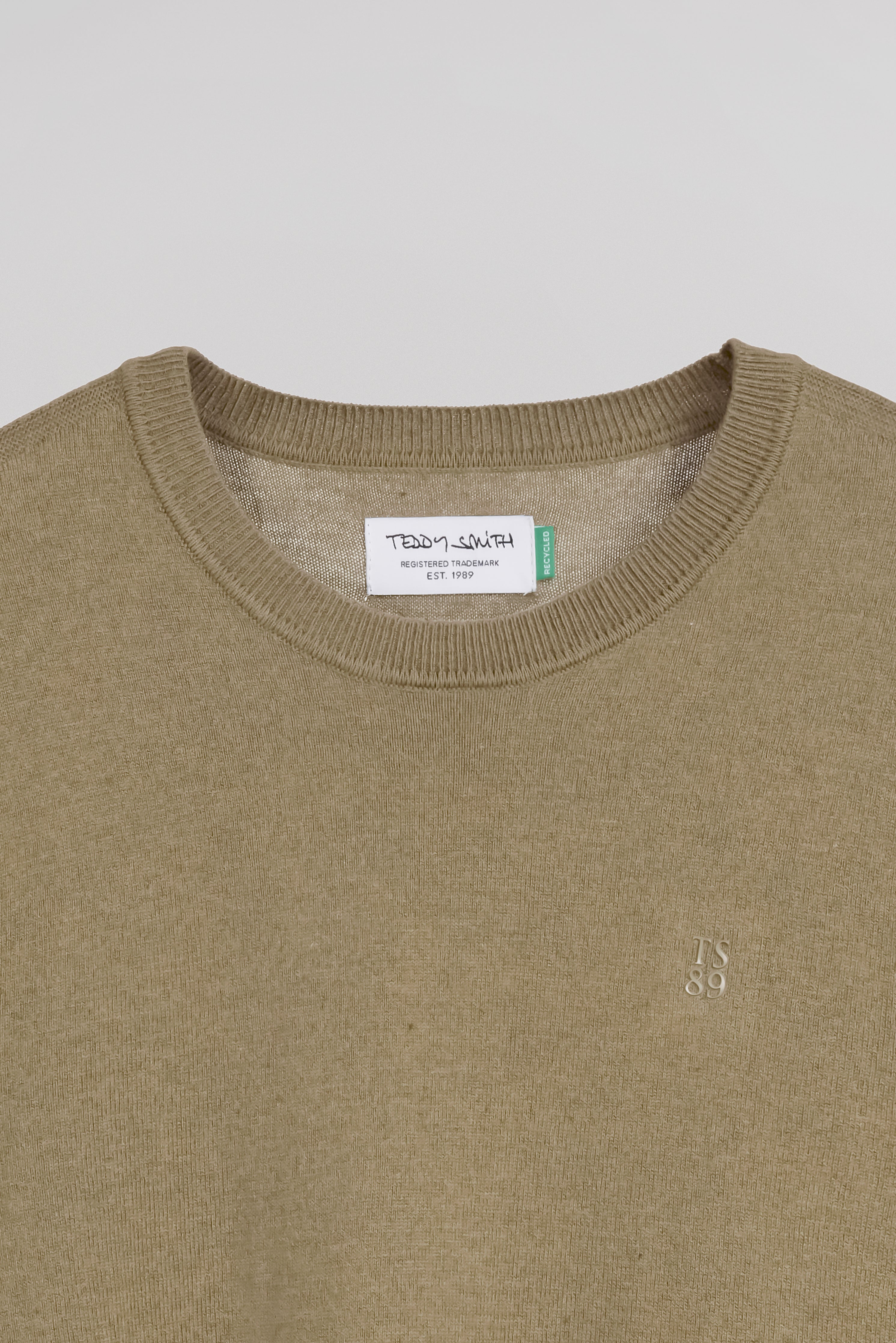 Teddy Smith P-Martino pull ajusté beige col rond