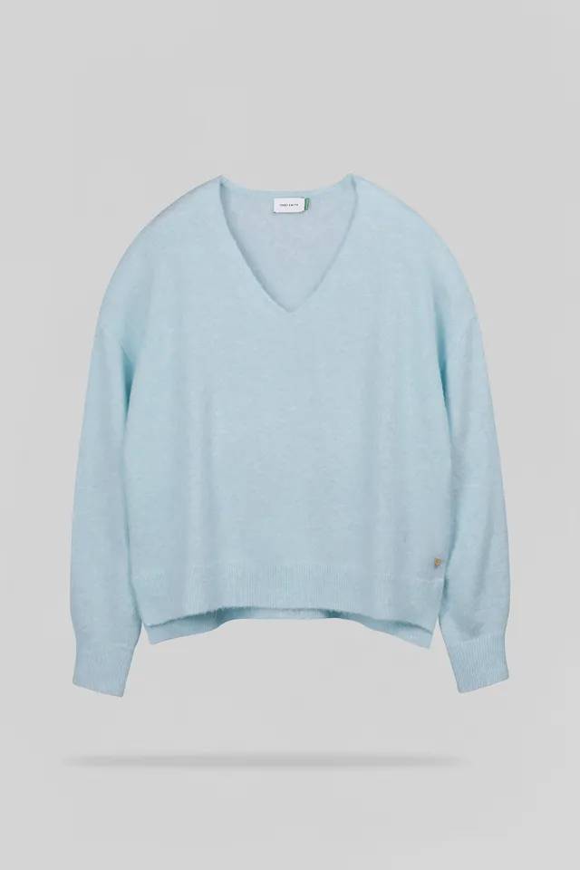 Teddy Smith P-Billie pull col V bleu ciel femme