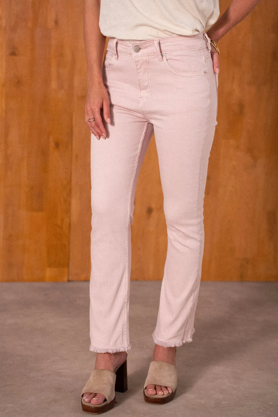 Maison Onado Ymaëlle jean bootcut cropped rose stretch