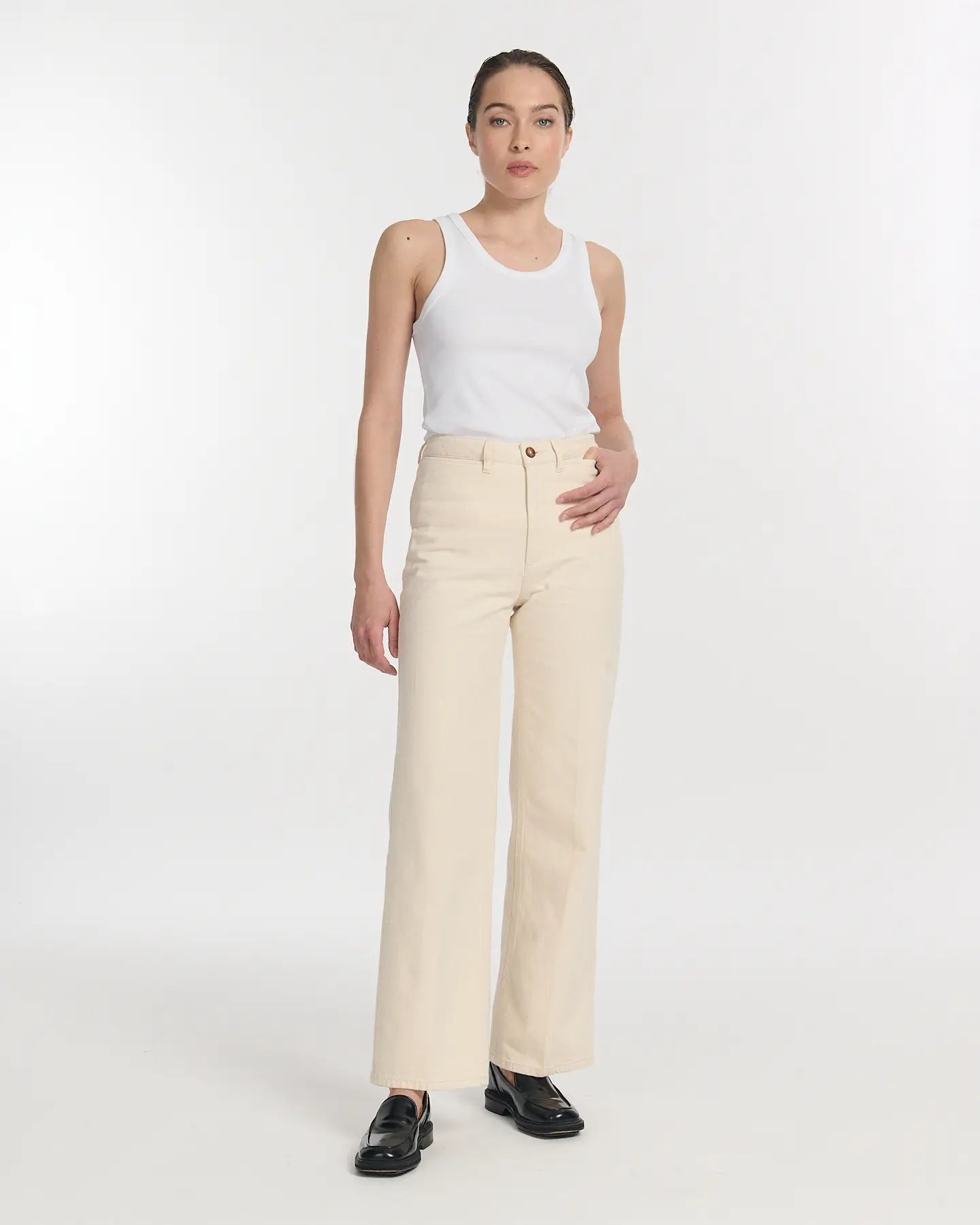 Labdip Swann Ecru jean large taille haute écru