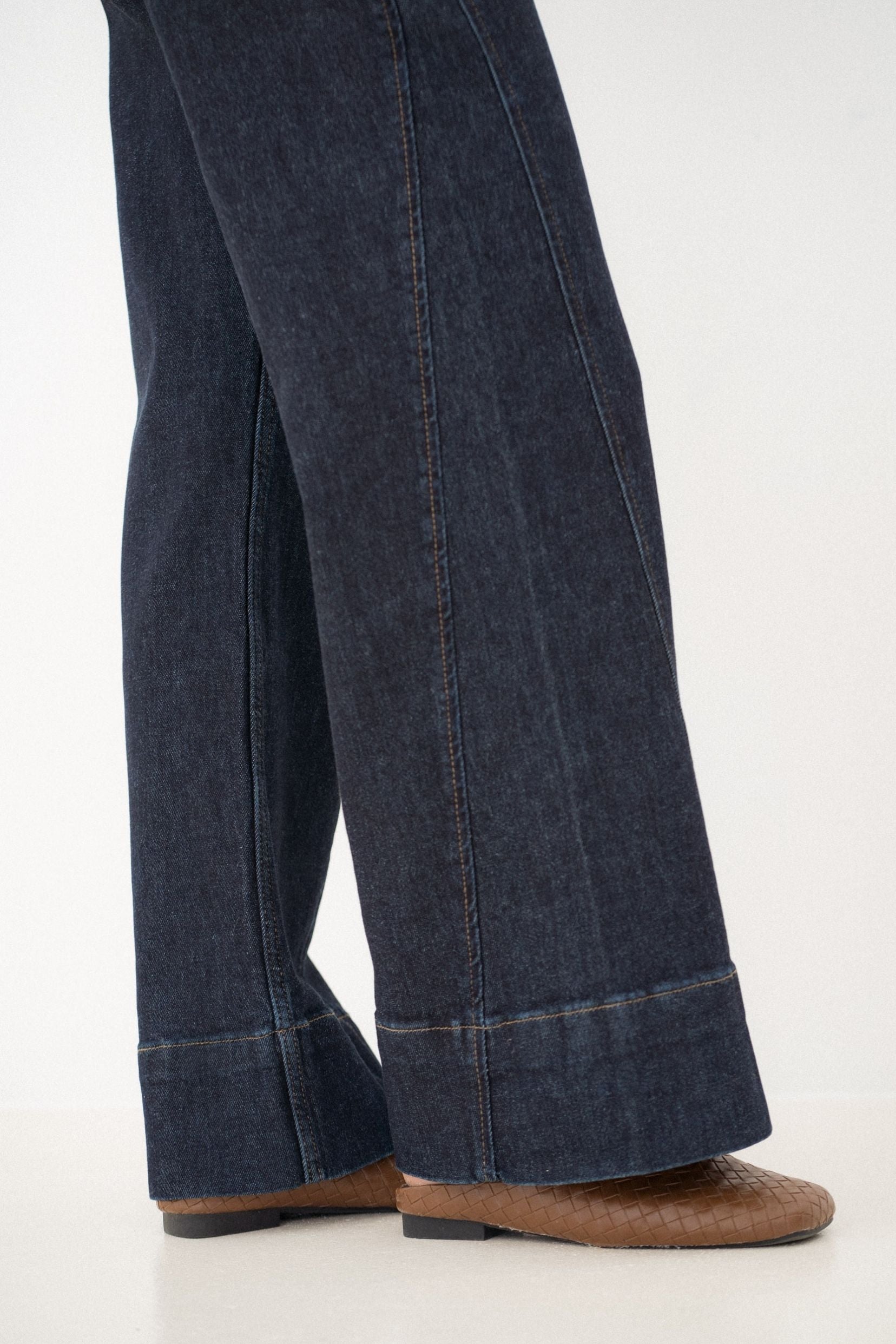 Maison Onado Lucie jean wide leg brut ceinture léopard