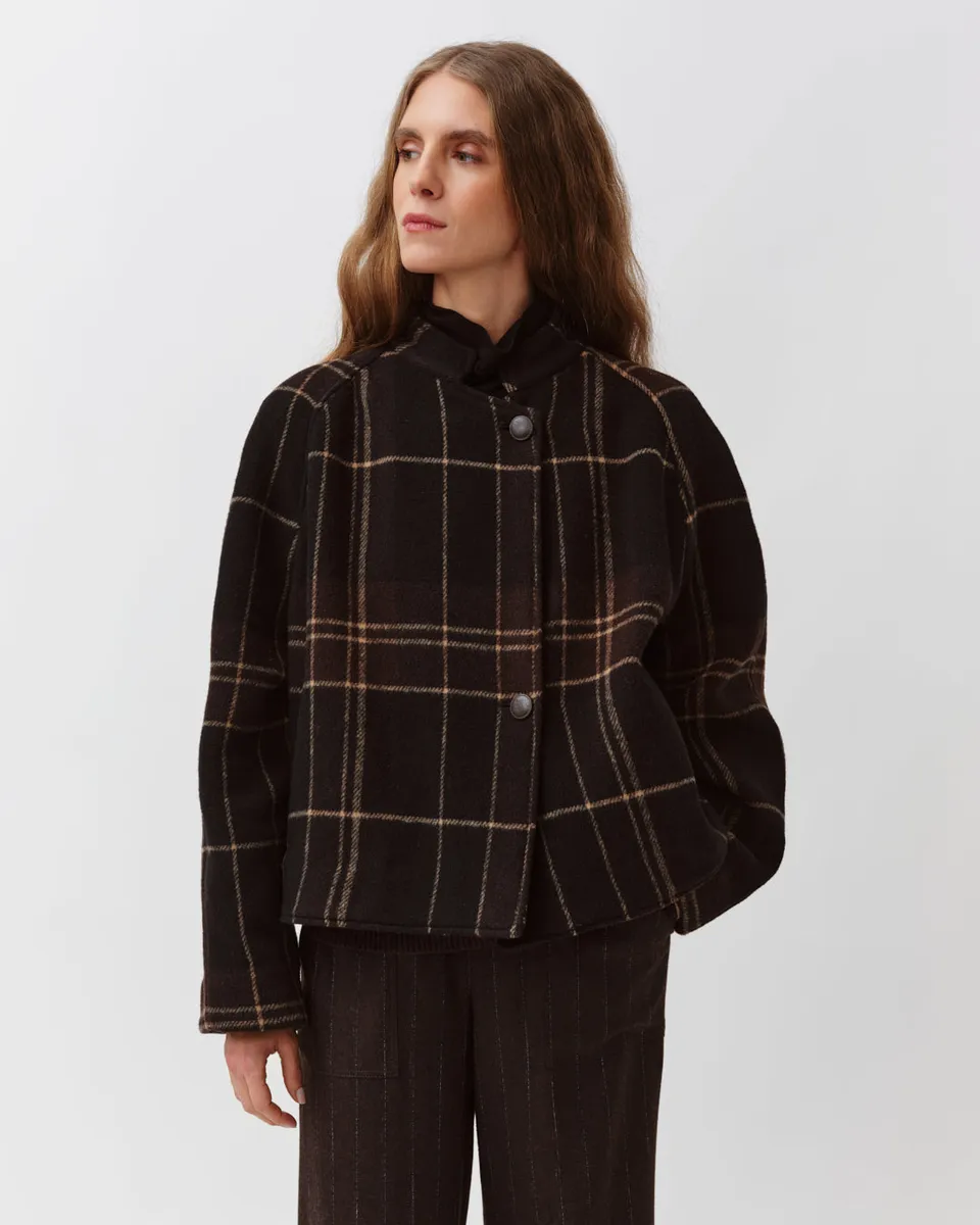 DIEGA BRAVO blouson carreaux chocolat