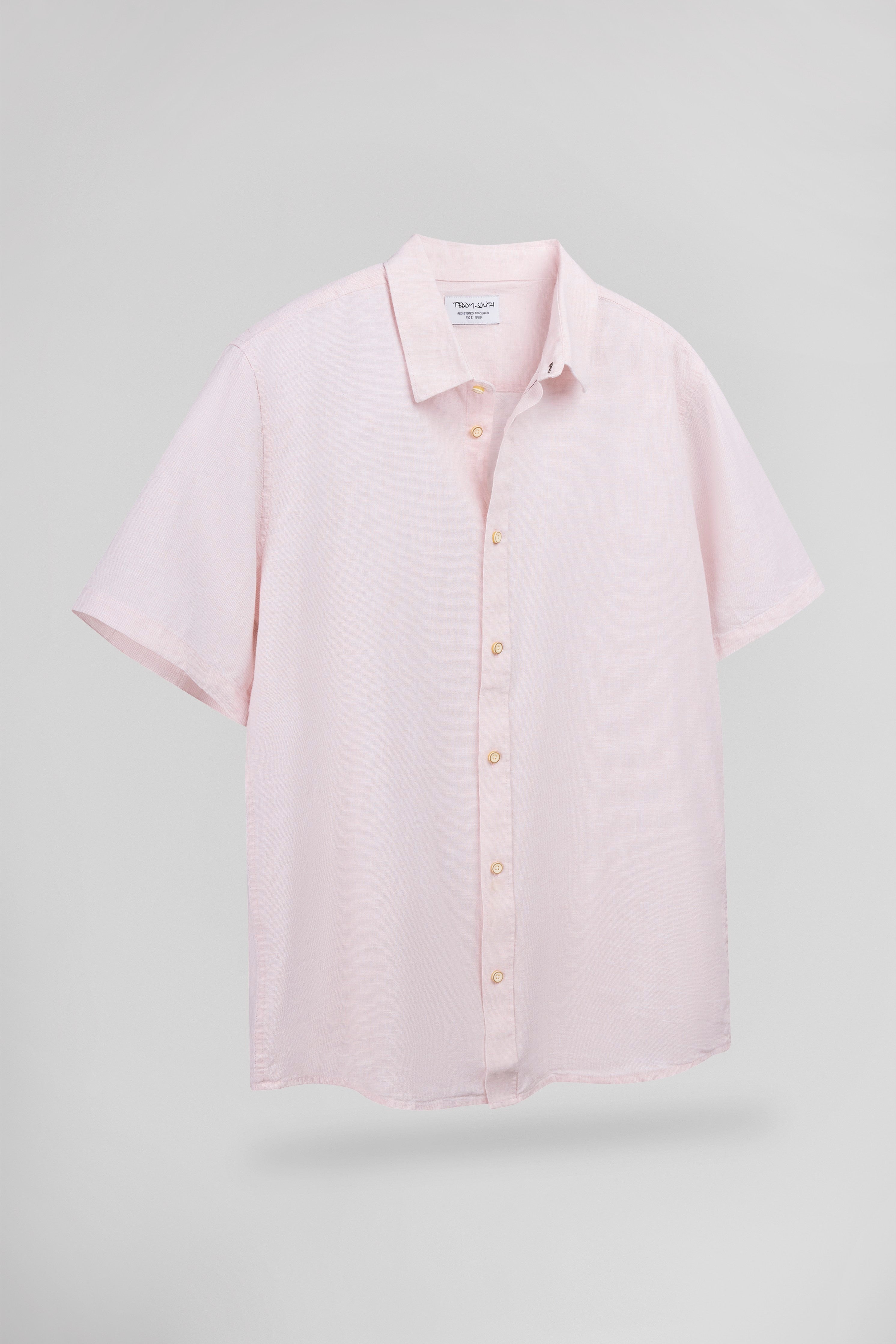 Teddy Smith C-Pietro MC chemise rose pastel lin coton