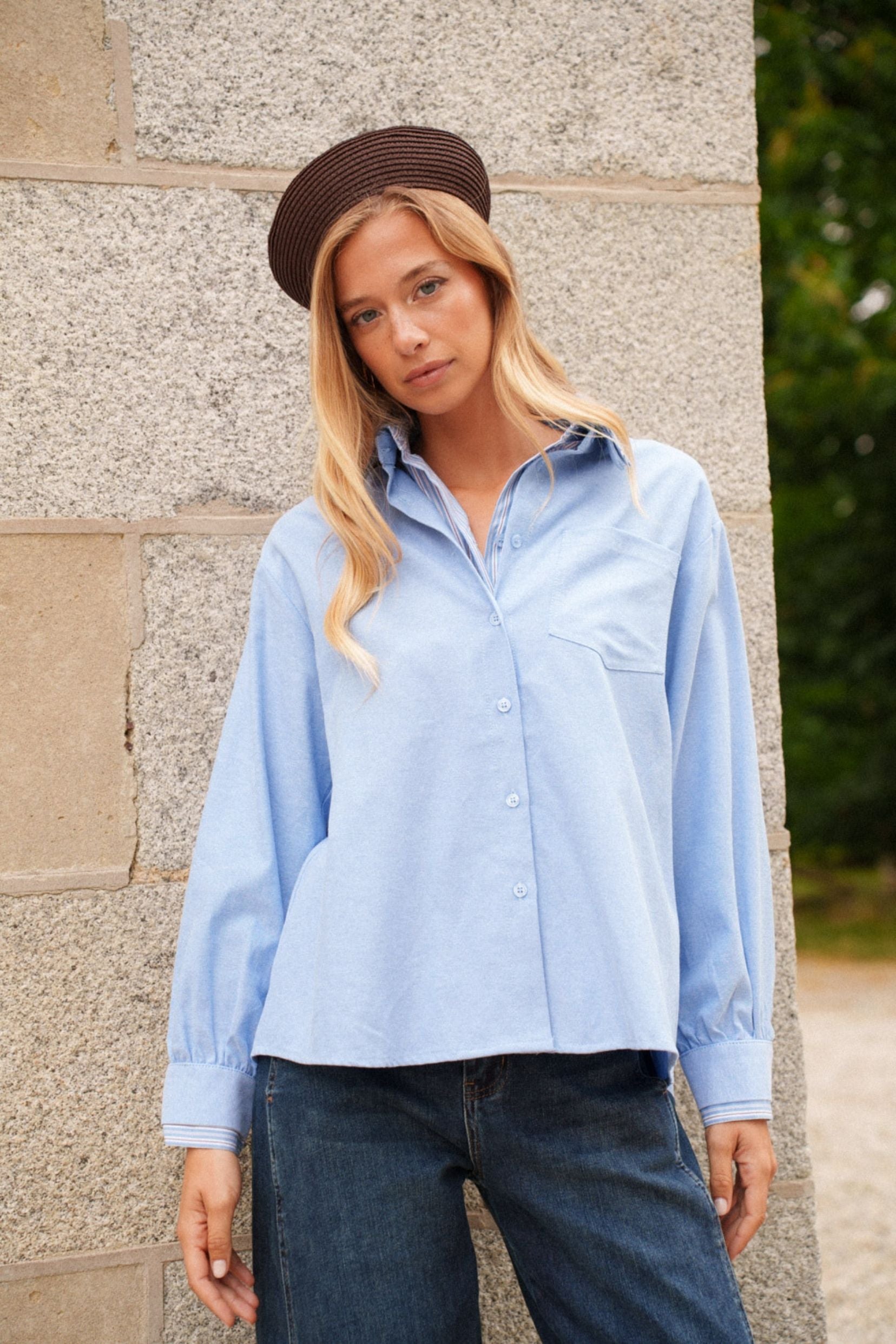 Maison Onado Christie chemise coton col rayé