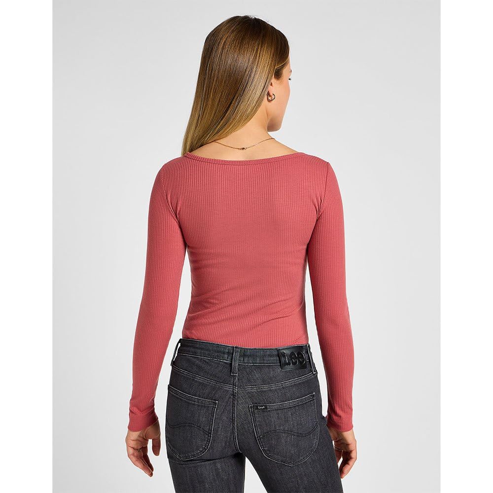 Lee Ls Boat Neck Tee t-shirt femme cannelle M coupe slim