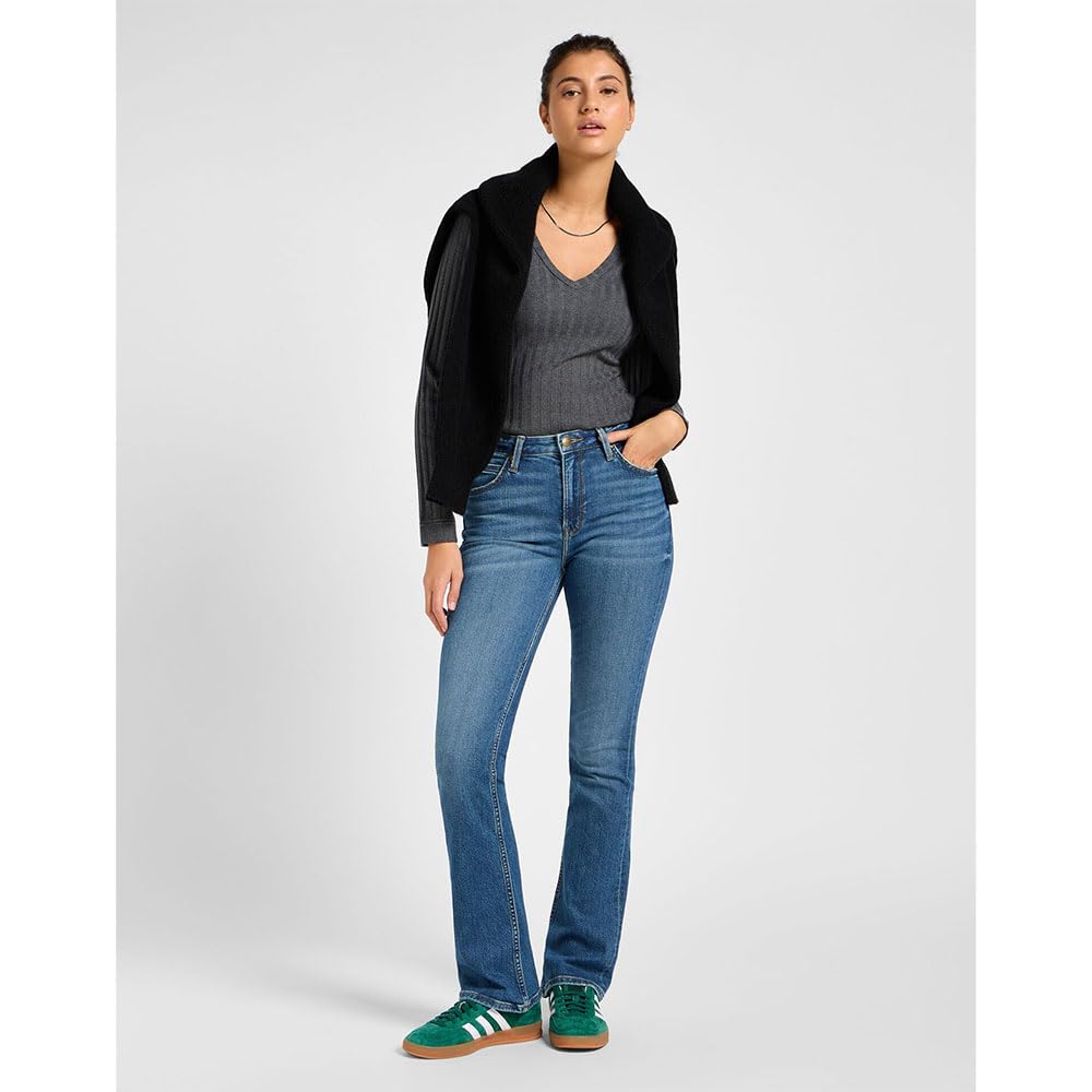 Lee Ls V Neck Tee slim femme L anthracite