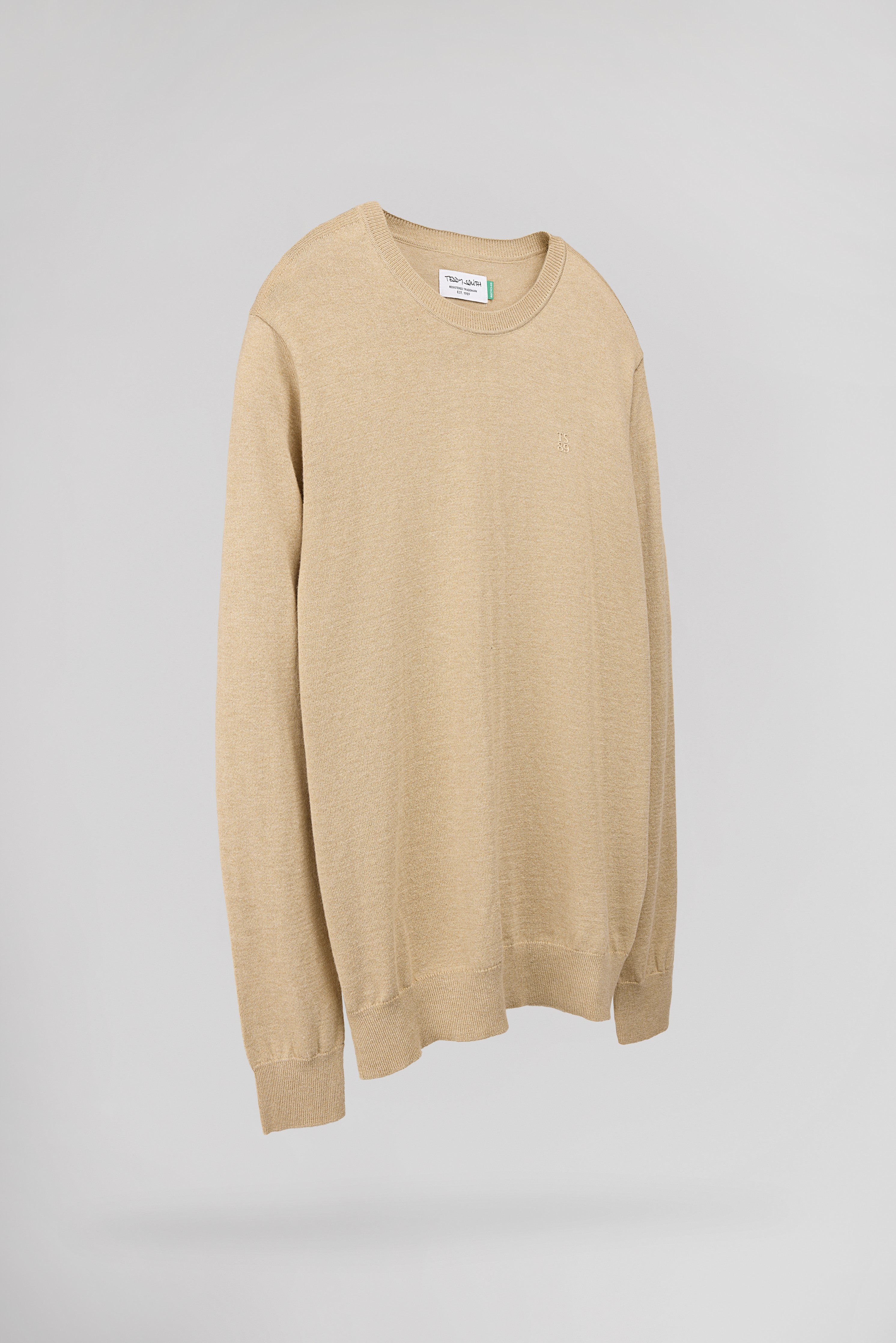 Teddy Smith P-Martino Beige Chiné pull col rond ajusté