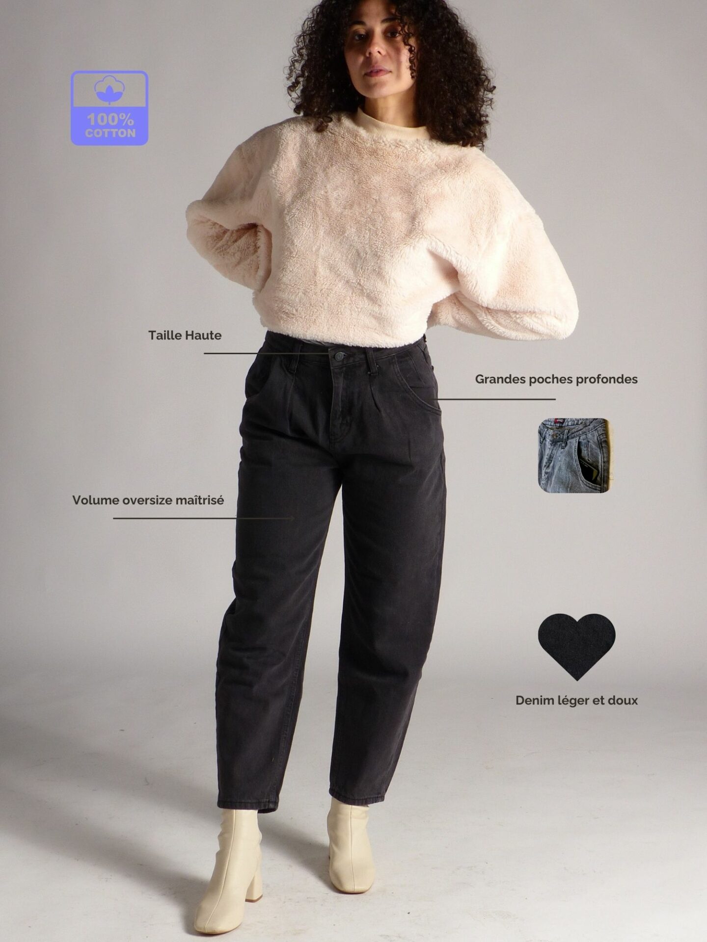 AA Spontané Balloon 90's Casualchic Denim jean gris taille haute