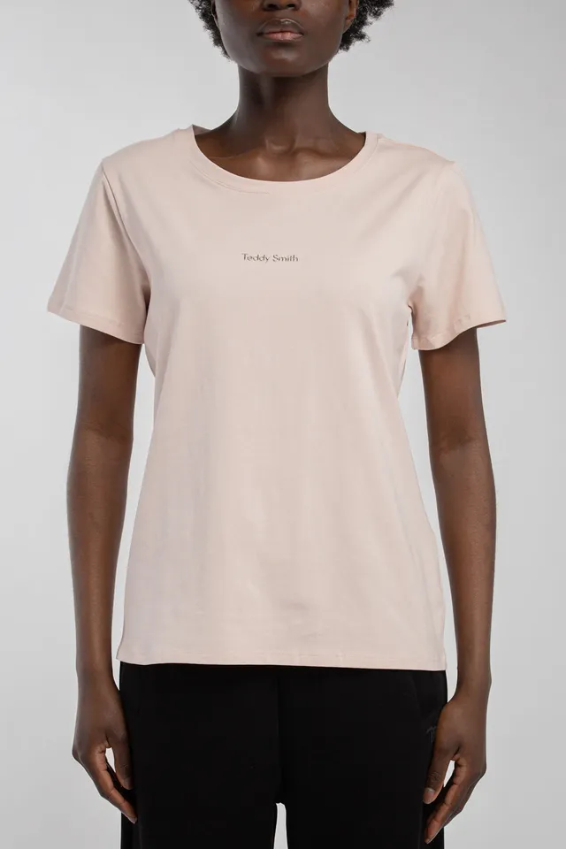 Teddy Smith T-RIBELLE MC t-shirt femme rose pale droit