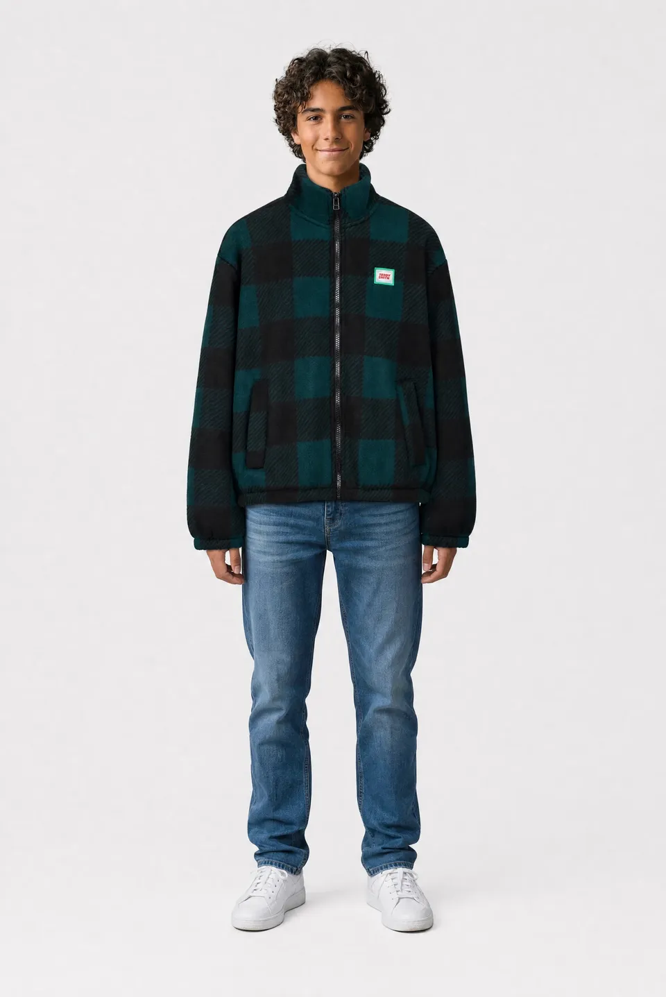Teddy Smith B-Charles Jr polaire garçon vert pin carreaux