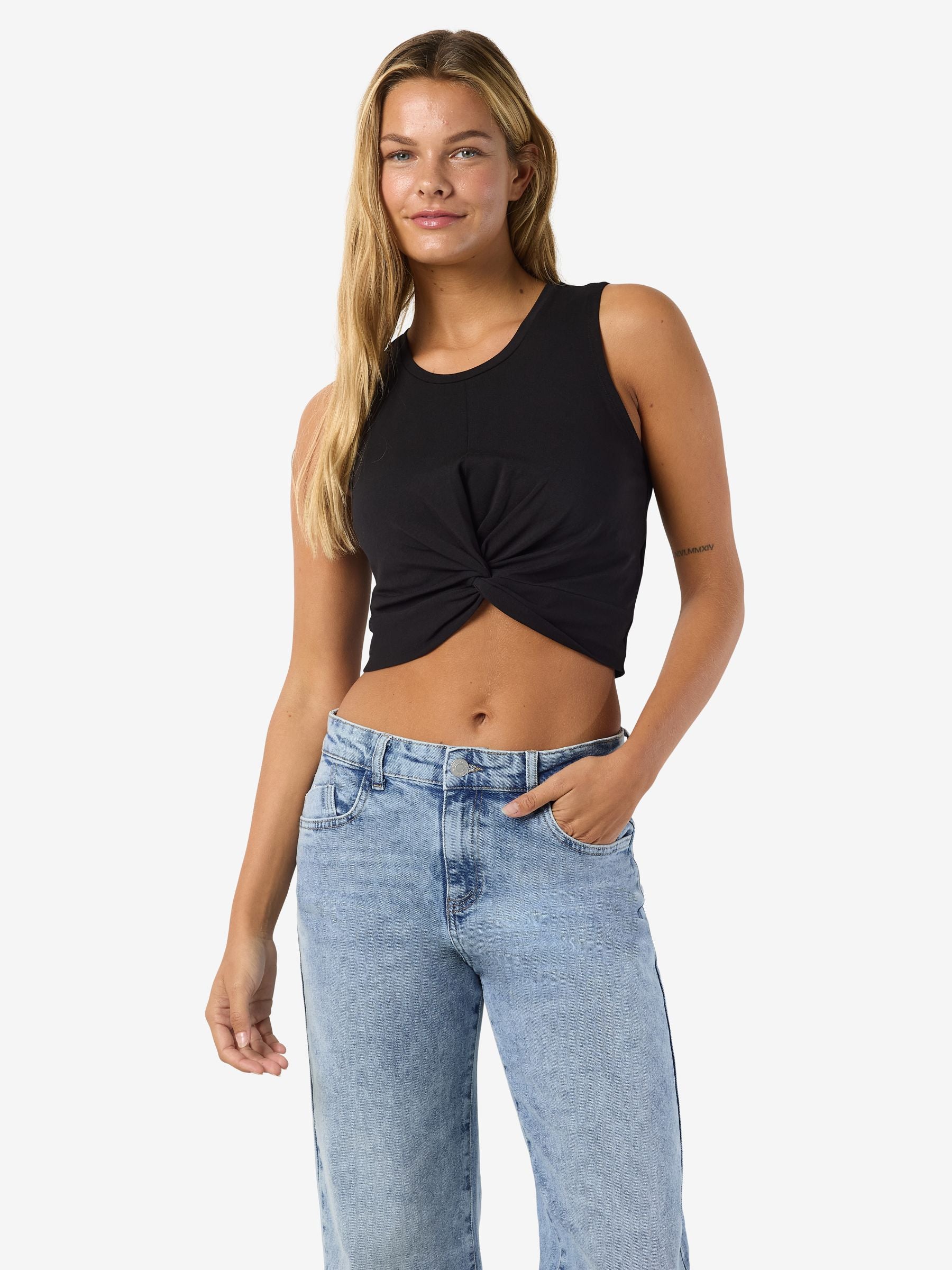 Noisy May crop top sans manches nœud coton
