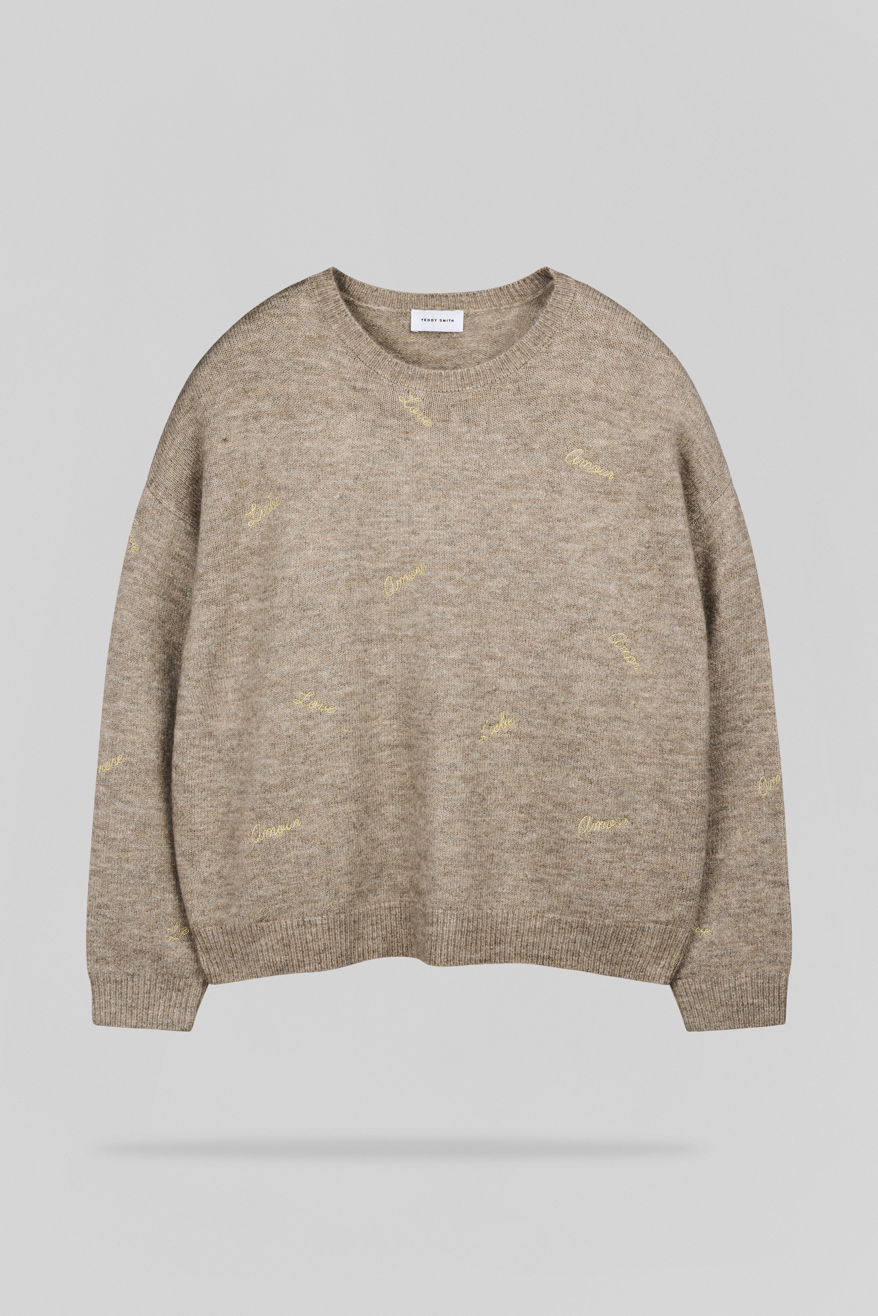 Teddy Smith P-Elie Wolf pull beige brodé femme