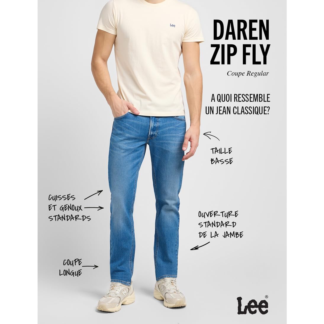 Lee Daren Zip Fly jean indigo vintage coupe droite