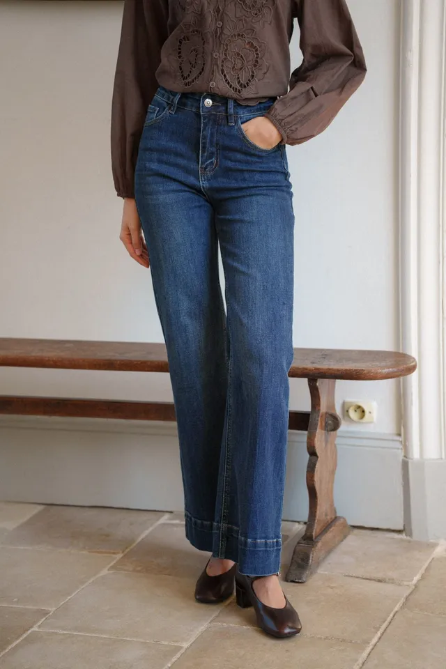 Maison Onado Clotilde jean wide bleu délavé taille haute