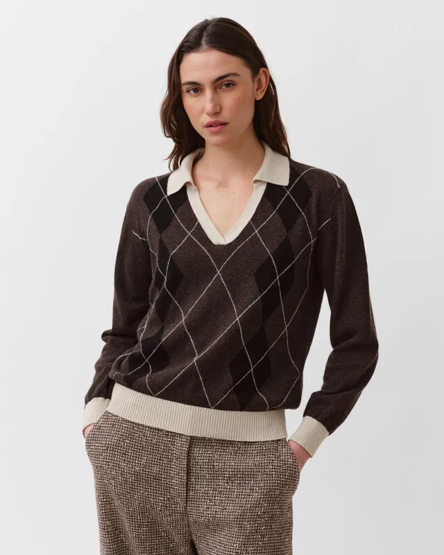 Diega Pasreo pull polo mérinos chocolat