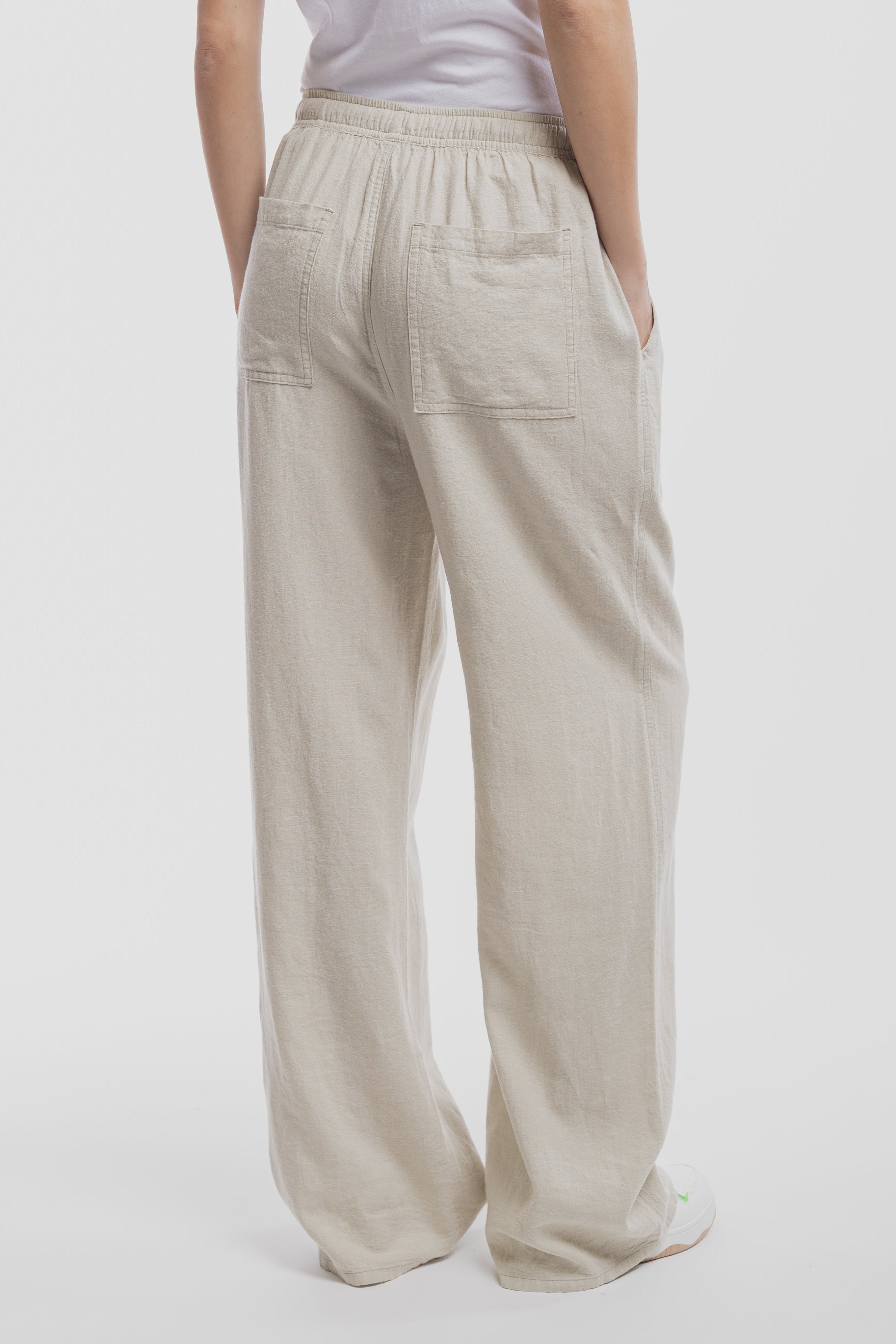 Teddy Smith P-Joan Wide Soft pantalon lin grège