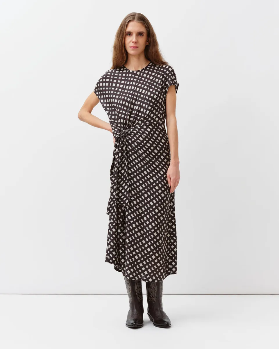 DIEGA RAMOMA robe longue rouge écru marine