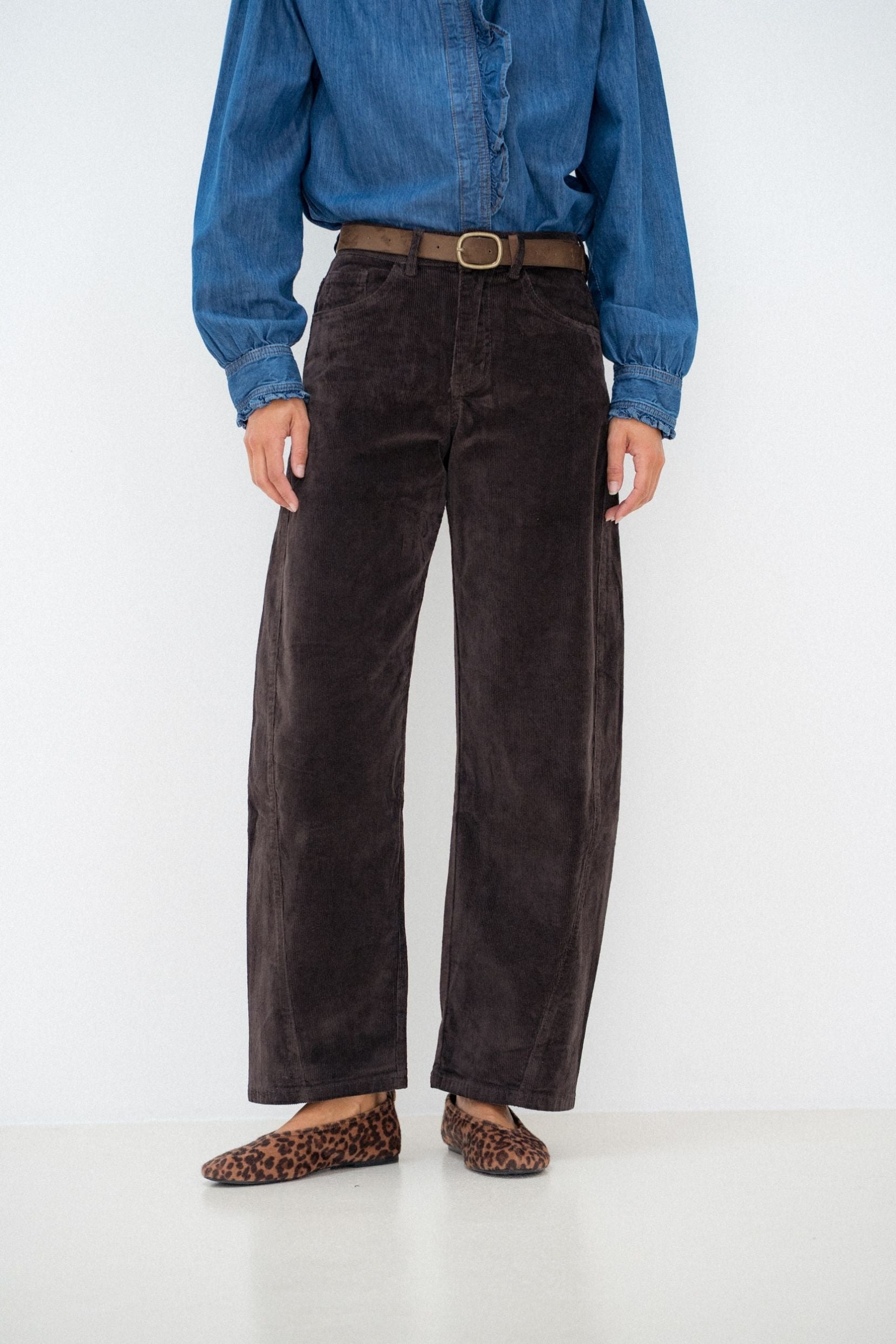 Maison Onado Karine pantalon velours chocolat