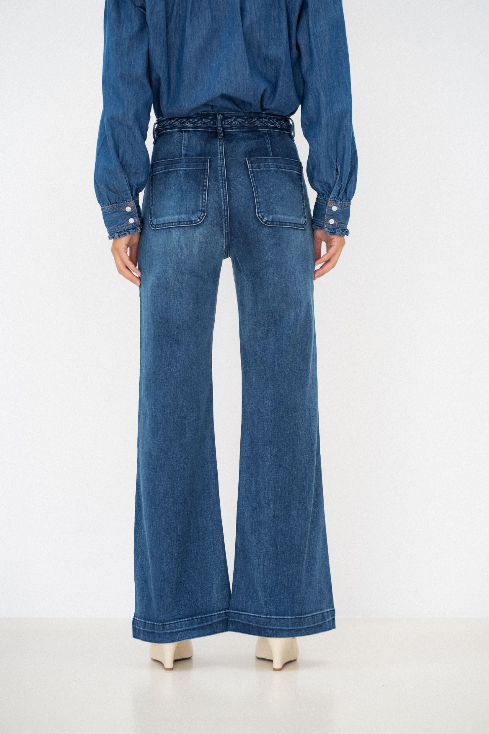 Maison Onado Faustine jean wide bleu délavé taille haute