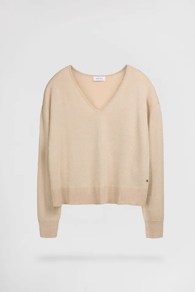 Teddy Smith P-Lizie pull grain de sable col V lurex