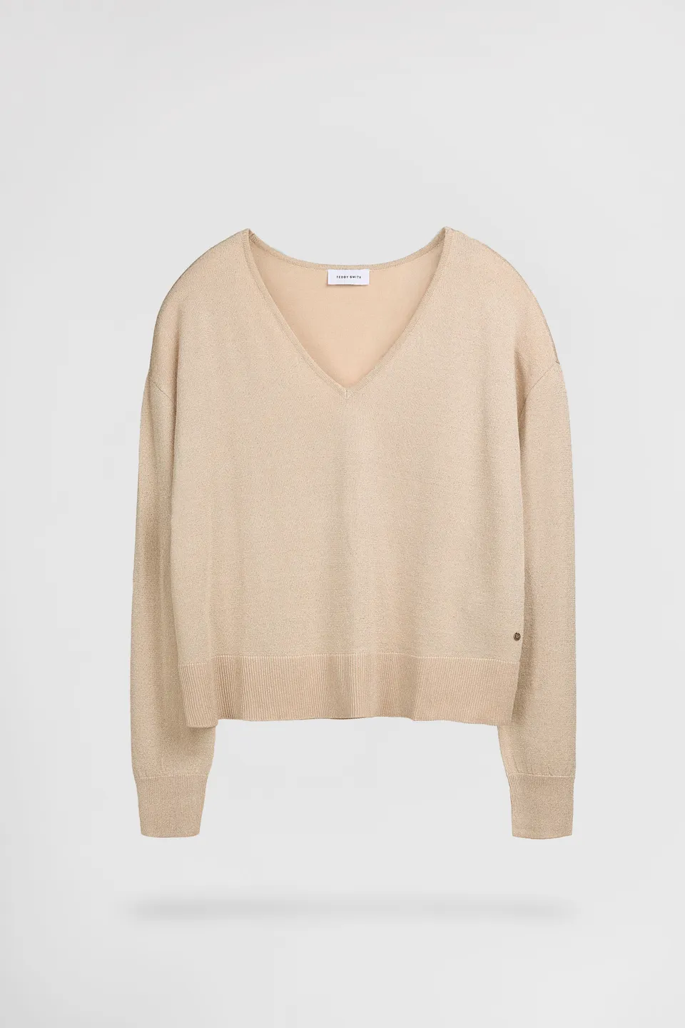 Teddy Smith P-Lizie pull grain de sable col V lurex
